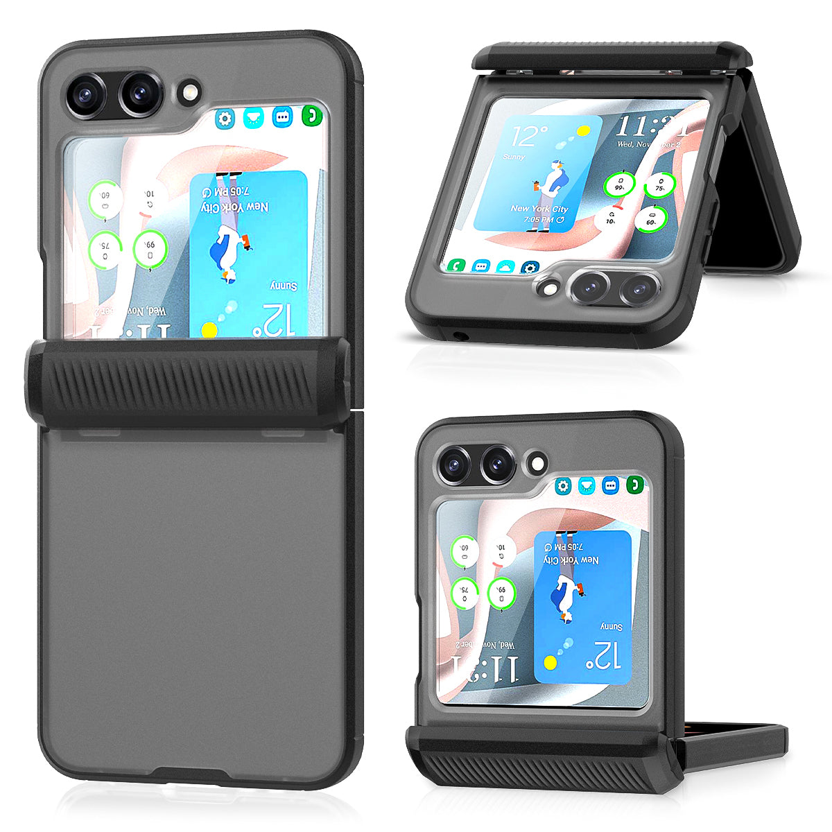 For Samsung Galaxy Z Flip5 5G PC TPU Matte Phone Case Hinge Protection Cover with PET Small Screen Film