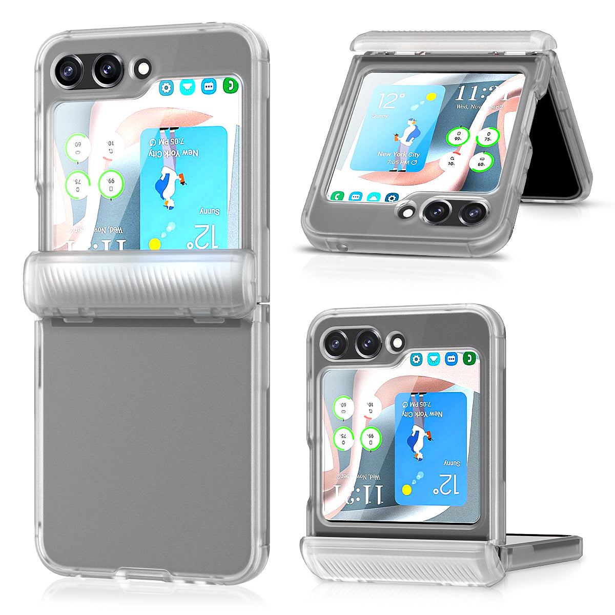 For Samsung Galaxy Z Flip5 5G PC TPU Matte Phone Case Hinge Protection Cover with PET Small Screen Film