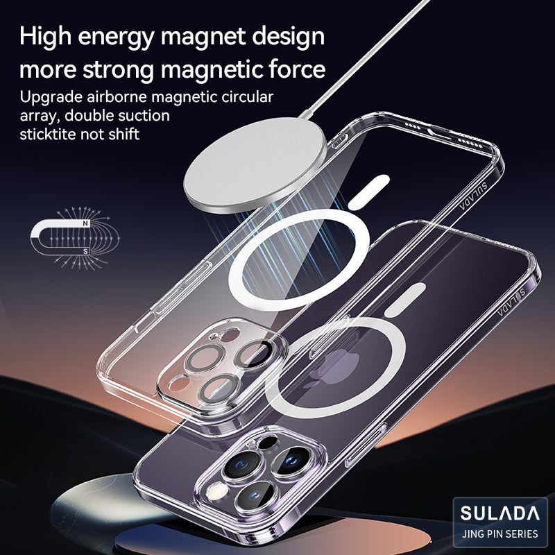 SULADA High-quality Crystal Series for iPhone 15 Pro Max TPU PC Case Compatible with MagSafe Phone Cover with Lens Film