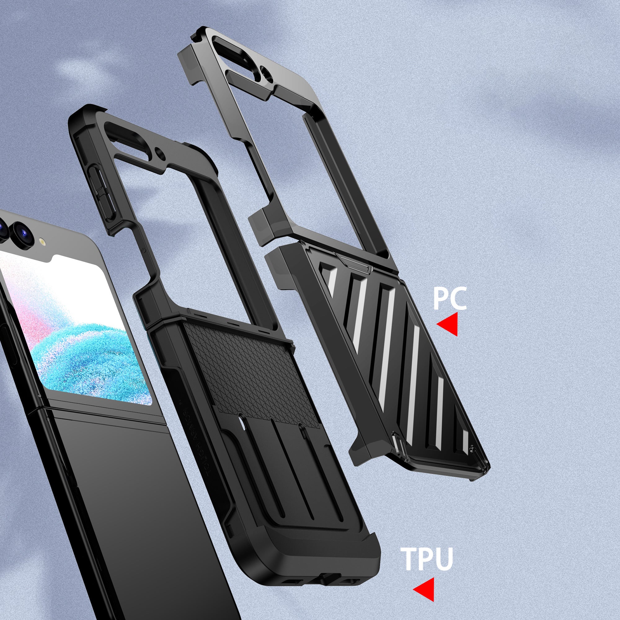 For Samsung Galaxy Z Flip5 5G Folding Phone Electroplating Protective Cover PC TPU Anti-fall Case