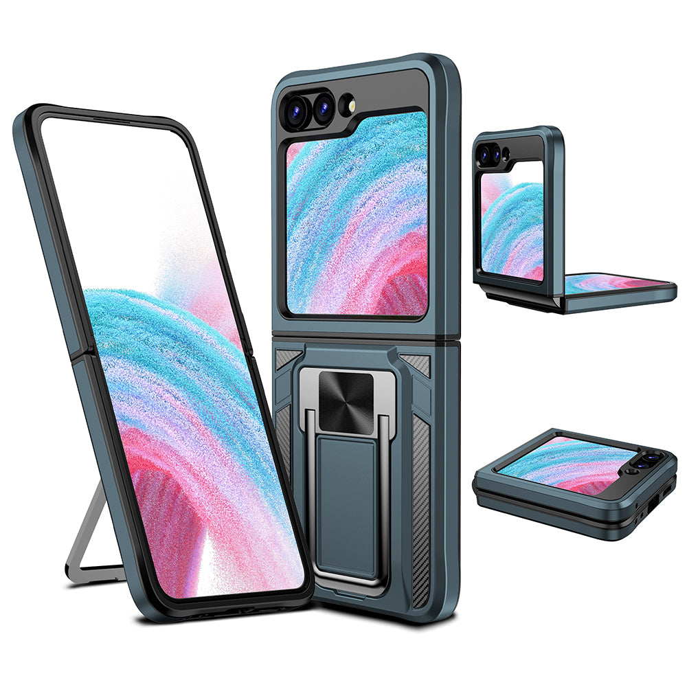 For Samsung Galaxy Z Flip5 5G Folding Phone Kickstand Cover PC TPU Case Support Magnetic Car Mount