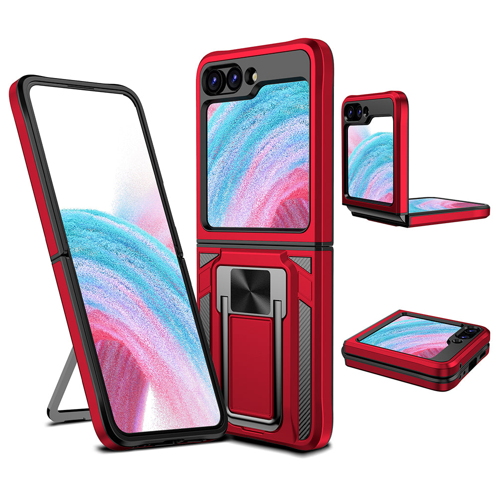 For Samsung Galaxy Z Flip5 5G Folding Phone Kickstand Cover PC TPU Case Support Magnetic Car Mount