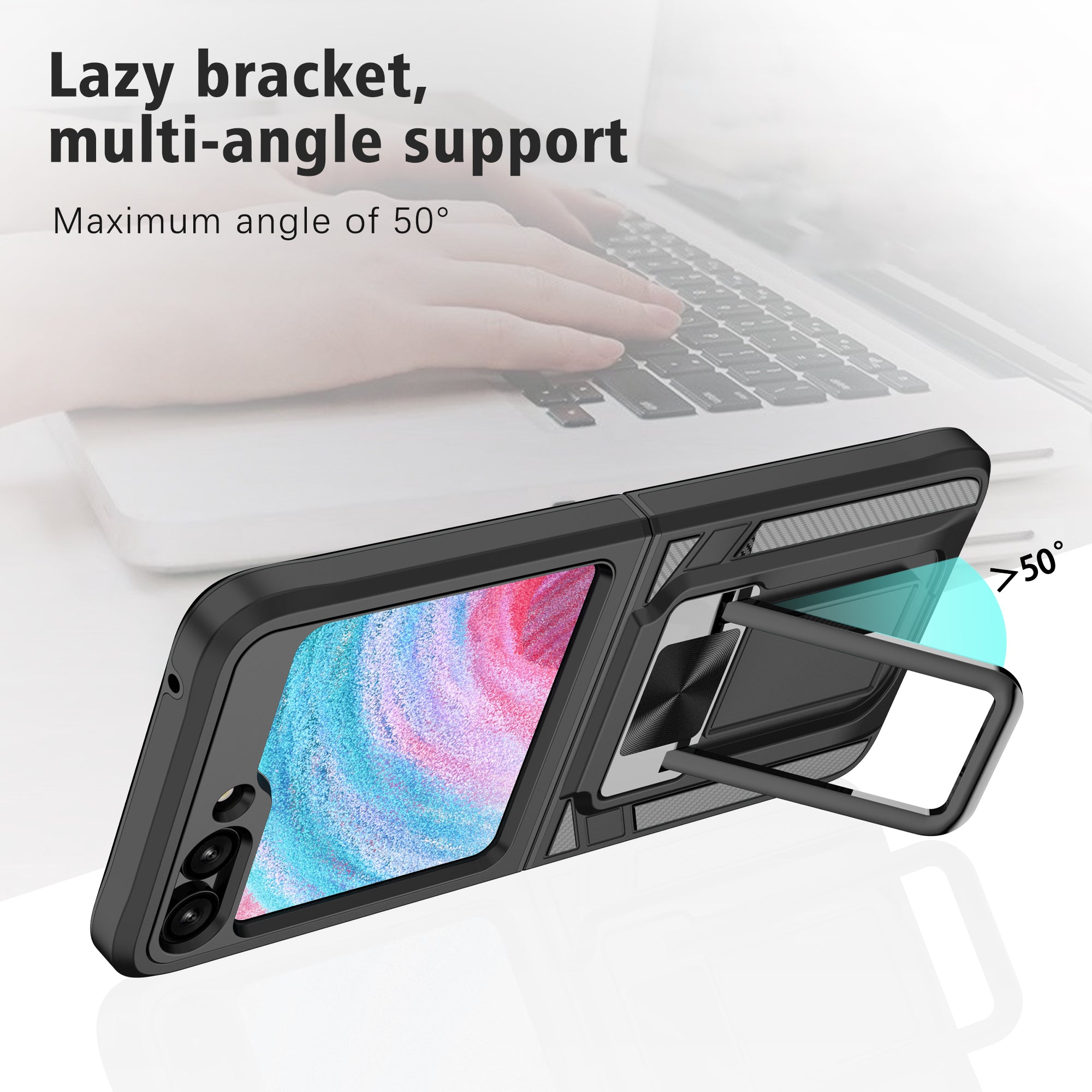 For Samsung Galaxy Z Flip5 5G Folding Phone Kickstand Cover PC TPU Case Support Magnetic Car Mount