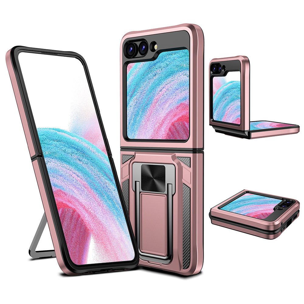 For Samsung Galaxy Z Flip5 5G Folding Phone Kickstand Cover PC TPU Case Support Magnetic Car Mount