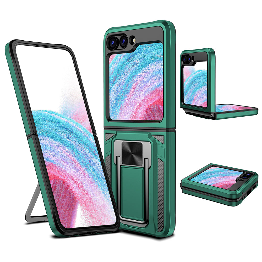 For Samsung Galaxy Z Flip5 5G Folding Phone Kickstand Cover PC TPU Case Support Magnetic Car Mount
