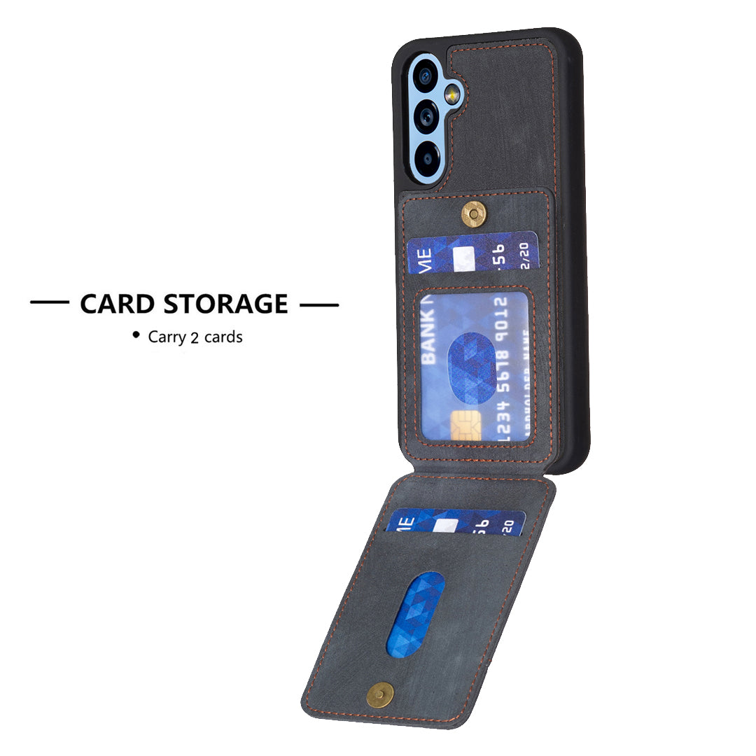 BF28 For Samsung Galaxy A14 4G 5G Card Slots Matte PU Leather Coated TPU Phone Cover Shockproof Kickstand Case