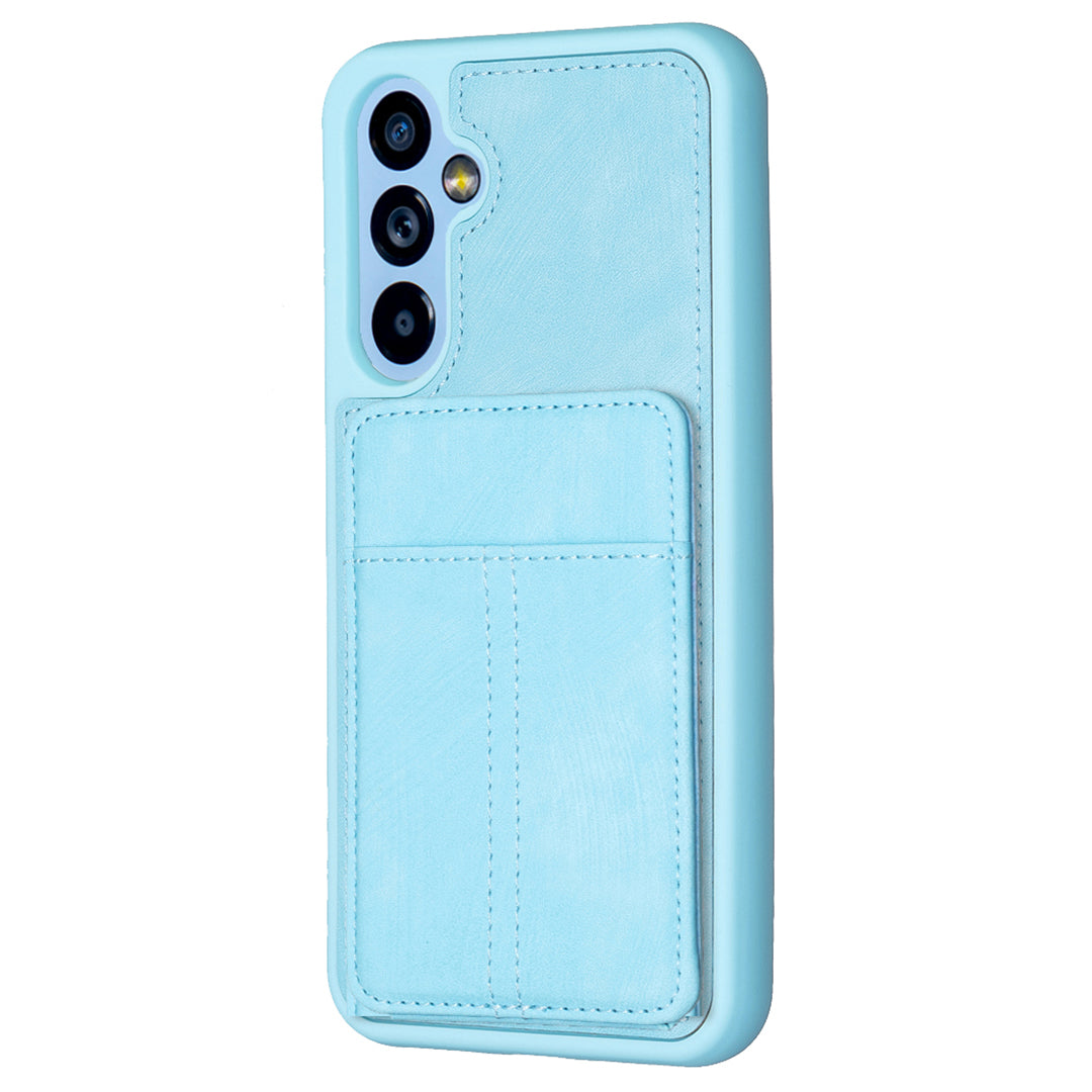 BF28 For Samsung Galaxy A14 4G 5G Card Slots Matte PU Leather Coated TPU Phone Cover Shockproof Kickstand Case
