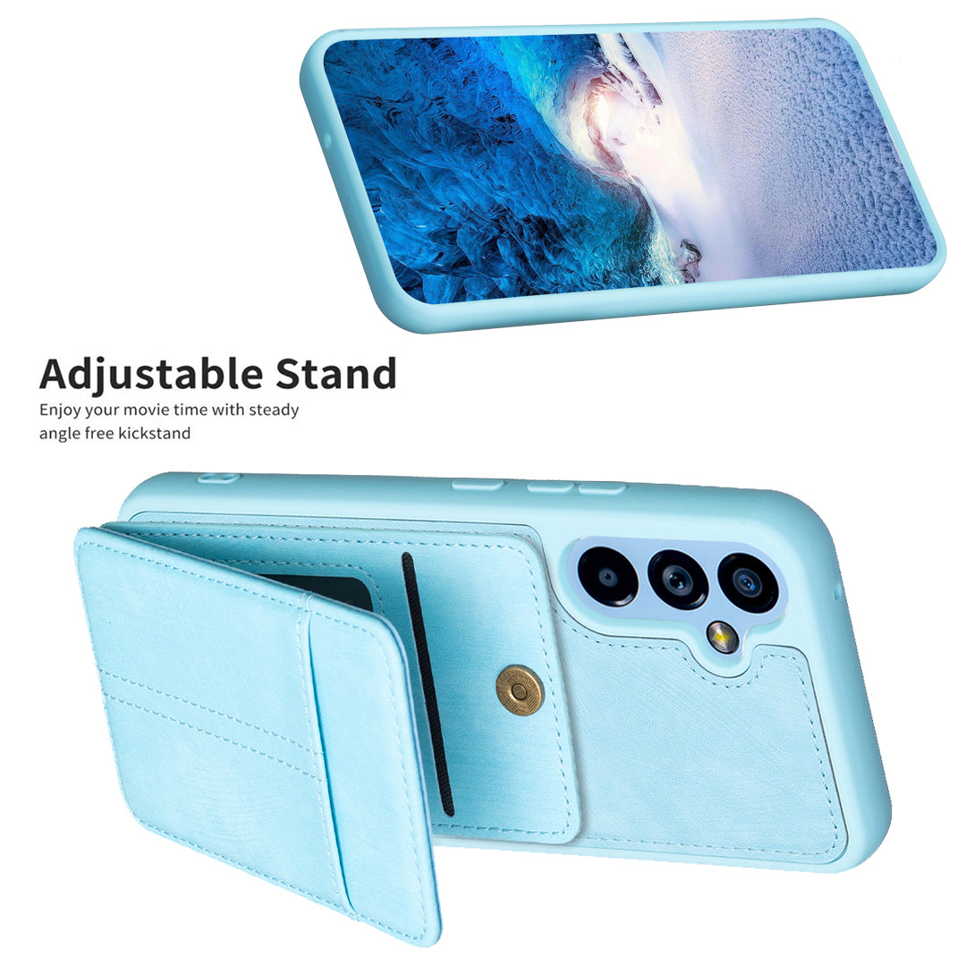BF28 For Samsung Galaxy A14 4G 5G Card Slots Matte PU Leather Coated TPU Phone Cover Shockproof Kickstand Case