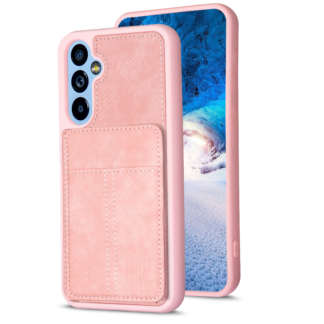 BF28 For Samsung Galaxy A14 4G 5G Card Slots Matte PU Leather Coated TPU Phone Cover Shockproof Kickstand Case