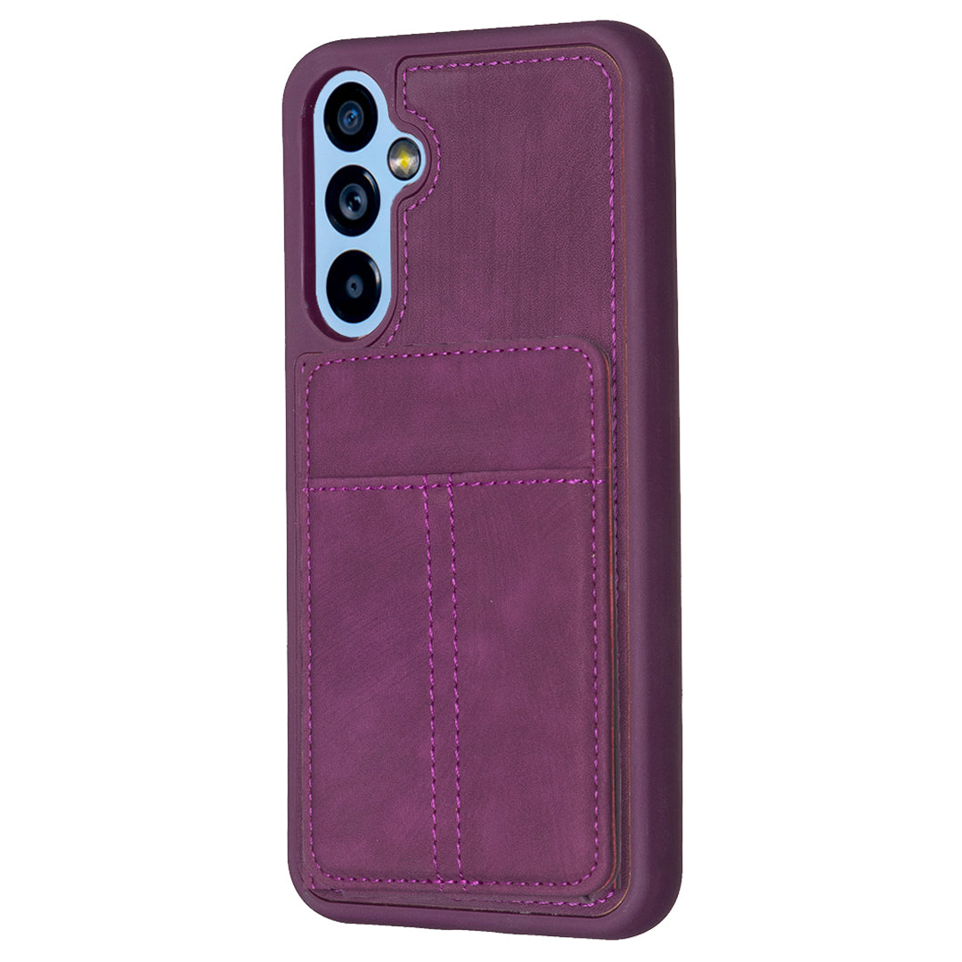 BF28 Card Slots Shell for Samsung Galaxy A34 5G Matte PU Leather Coated TPU Phone Cover Kickstand Case