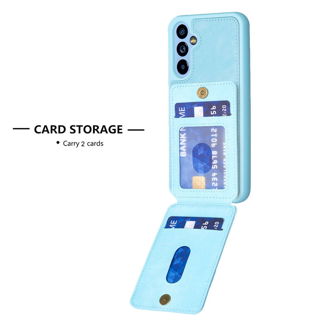 BF28 For Samsung Galaxy A54 5G Card Slots Shell Matte PU Leather Coated TPU Phone Cover Kickstand Case