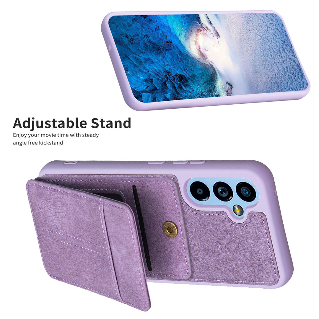BF28 For Samsung Galaxy A54 5G Card Slots Shell Matte PU Leather Coated TPU Phone Cover Kickstand Case