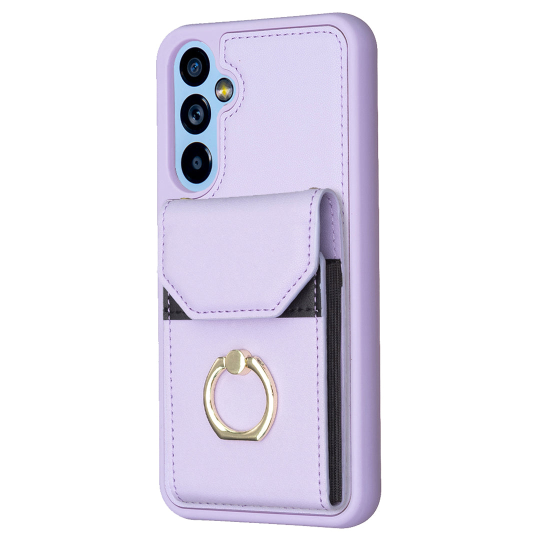 BF29 For Samsung Galaxy A34 5G Anti-Scratch PU Leather TPU Cover Phone Case Card Holder with Ring Kickstand
