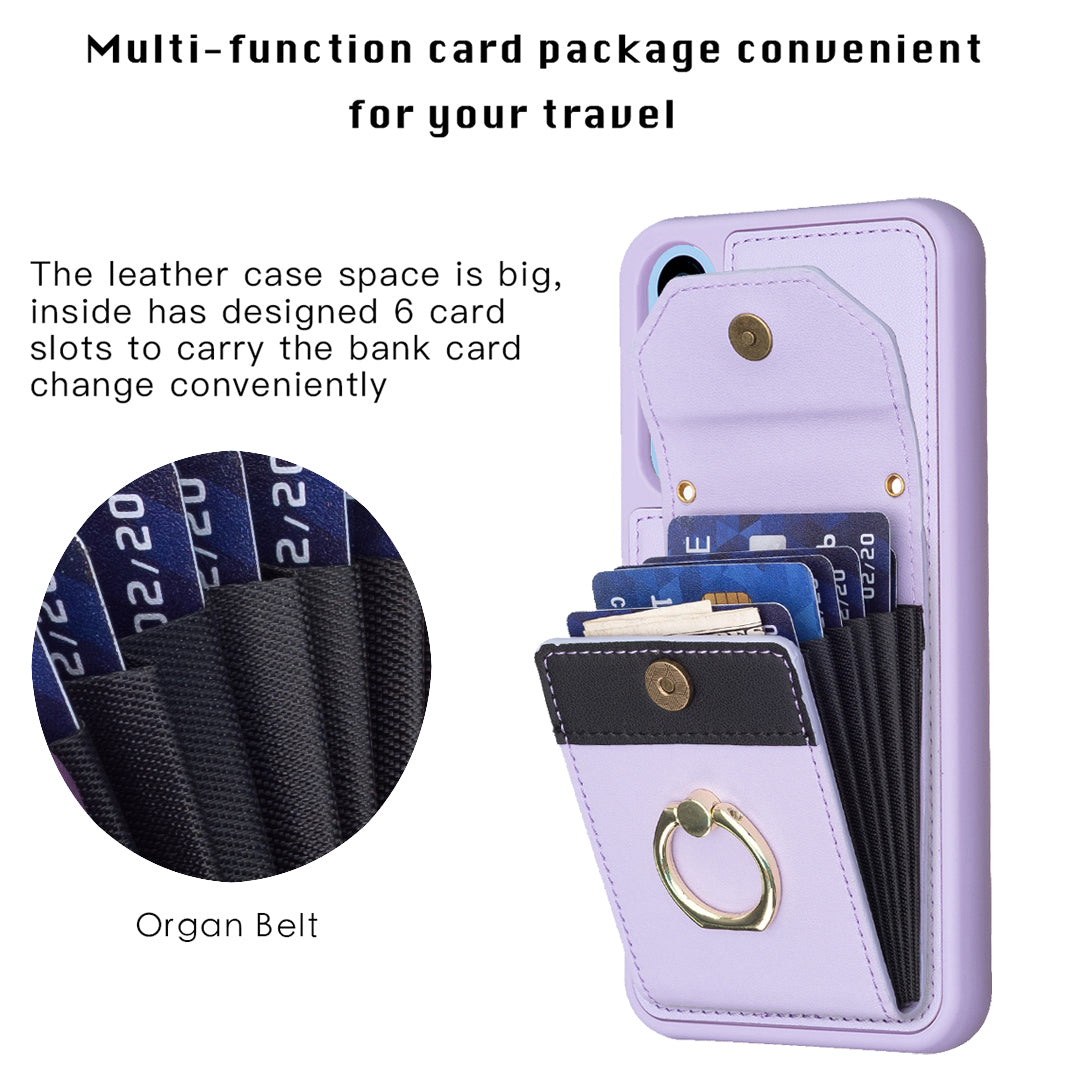 BF29 For Samsung Galaxy A34 5G Anti-Scratch PU Leather TPU Cover Phone Case Card Holder with Ring Kickstand