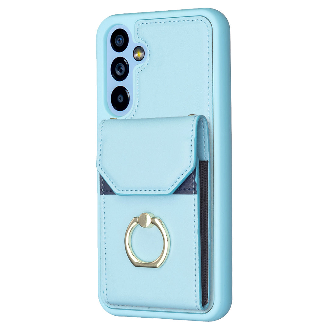 BF29 For Samsung Galaxy A34 5G Anti-Scratch PU Leather TPU Cover Phone Case Card Holder with Ring Kickstand