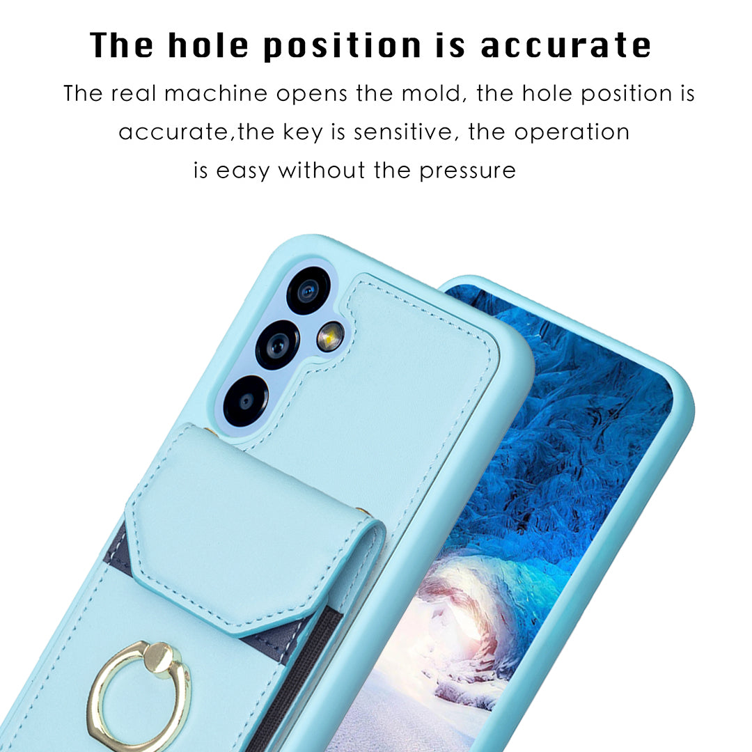 BF29 For Samsung Galaxy A34 5G Anti-Scratch PU Leather TPU Cover Phone Case Card Holder with Ring Kickstand