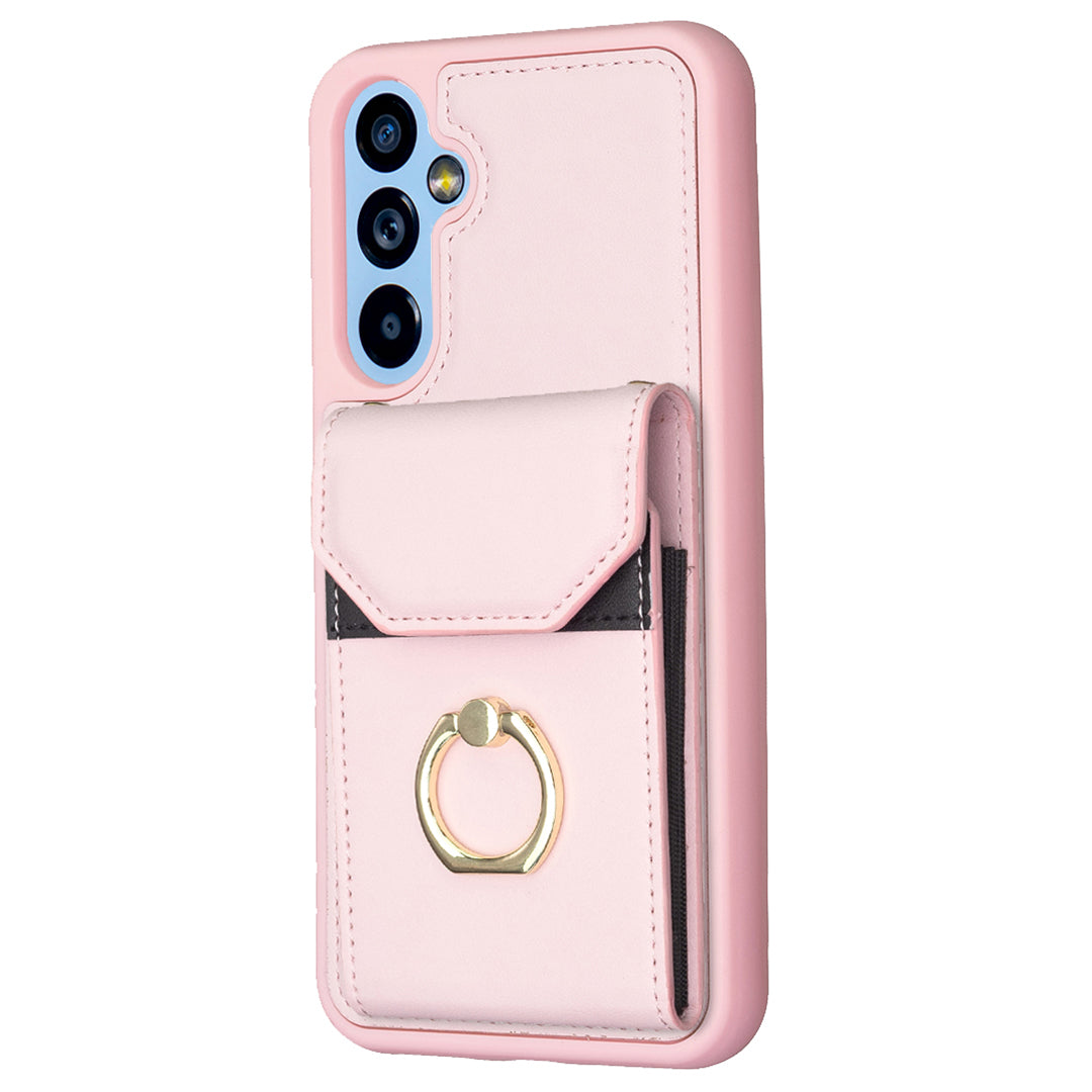 BF29 For Samsung Galaxy A34 5G Anti-Scratch PU Leather TPU Cover Phone Case Card Holder with Ring Kickstand