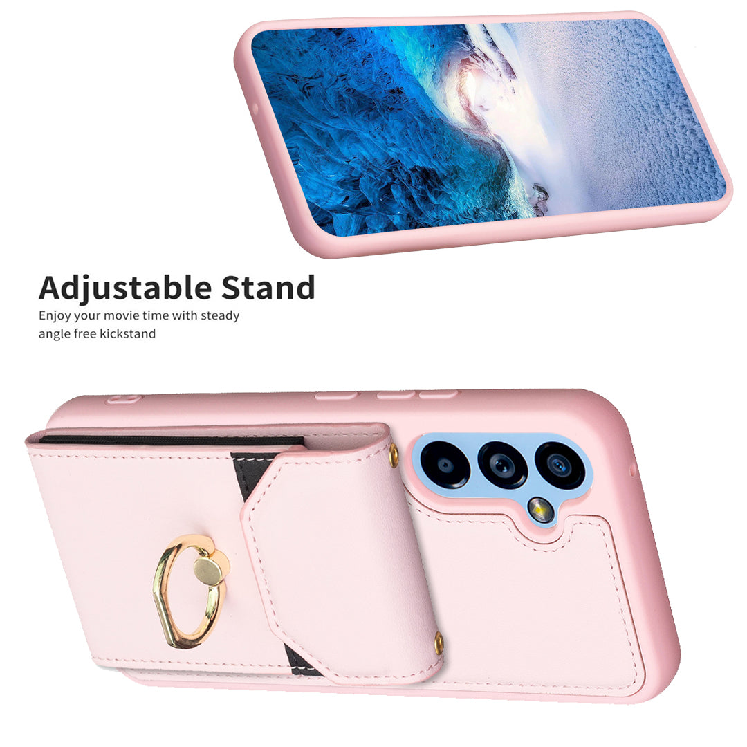 BF29 For Samsung Galaxy A34 5G Anti-Scratch PU Leather TPU Cover Phone Case Card Holder with Ring Kickstand