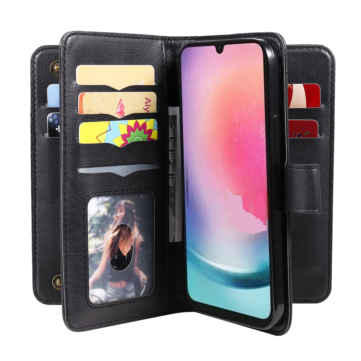 KT Multi-functional Series-1 For Samsung Galaxy A25 5G A24 4G 10 Card Slots Phone Case PU Leather Wallet Stand Cover
