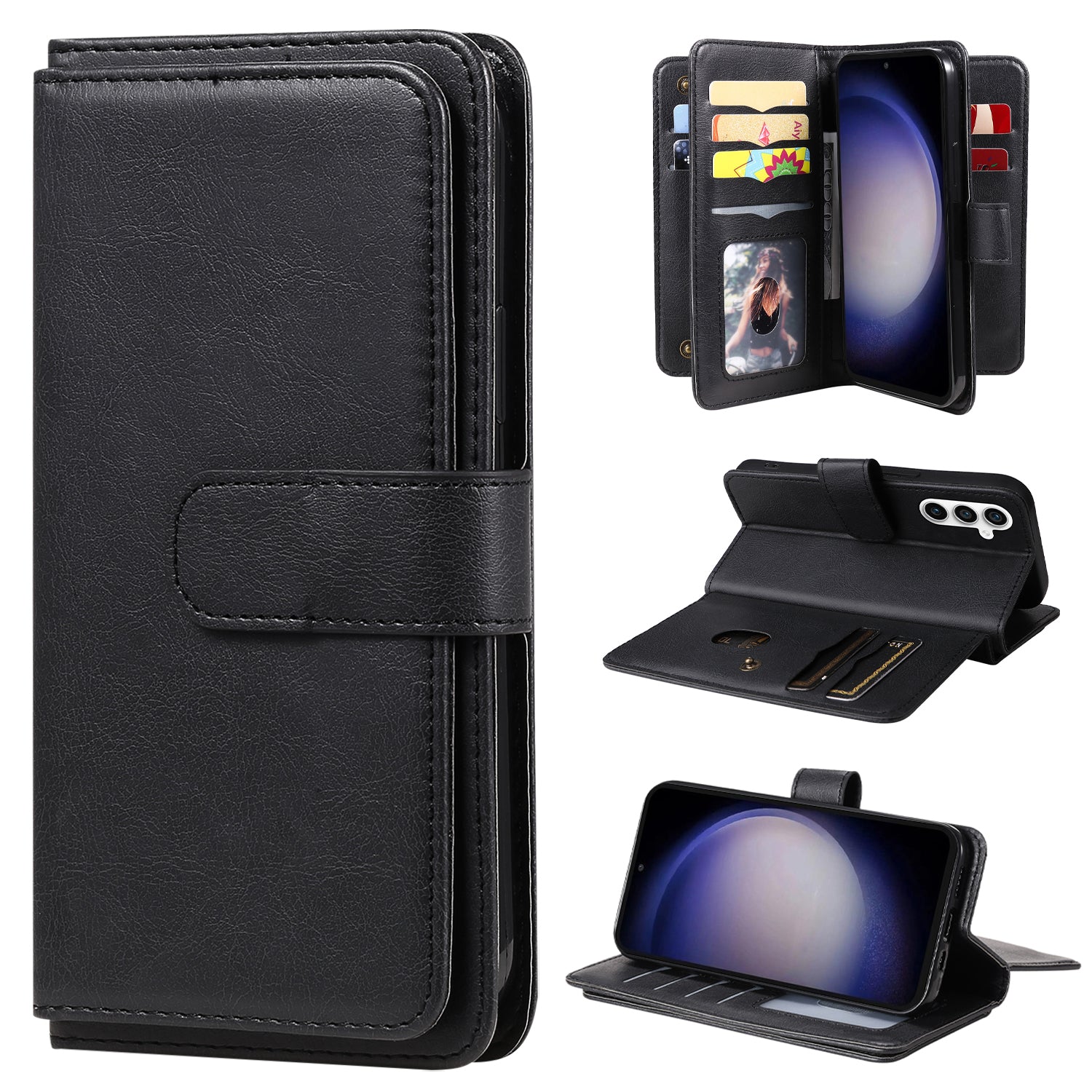 KT Multi-functional Series-1 for Samsung Galaxy S23 FE Leather Wallet Case 10 Card Slots Flip Stand Phone Cover