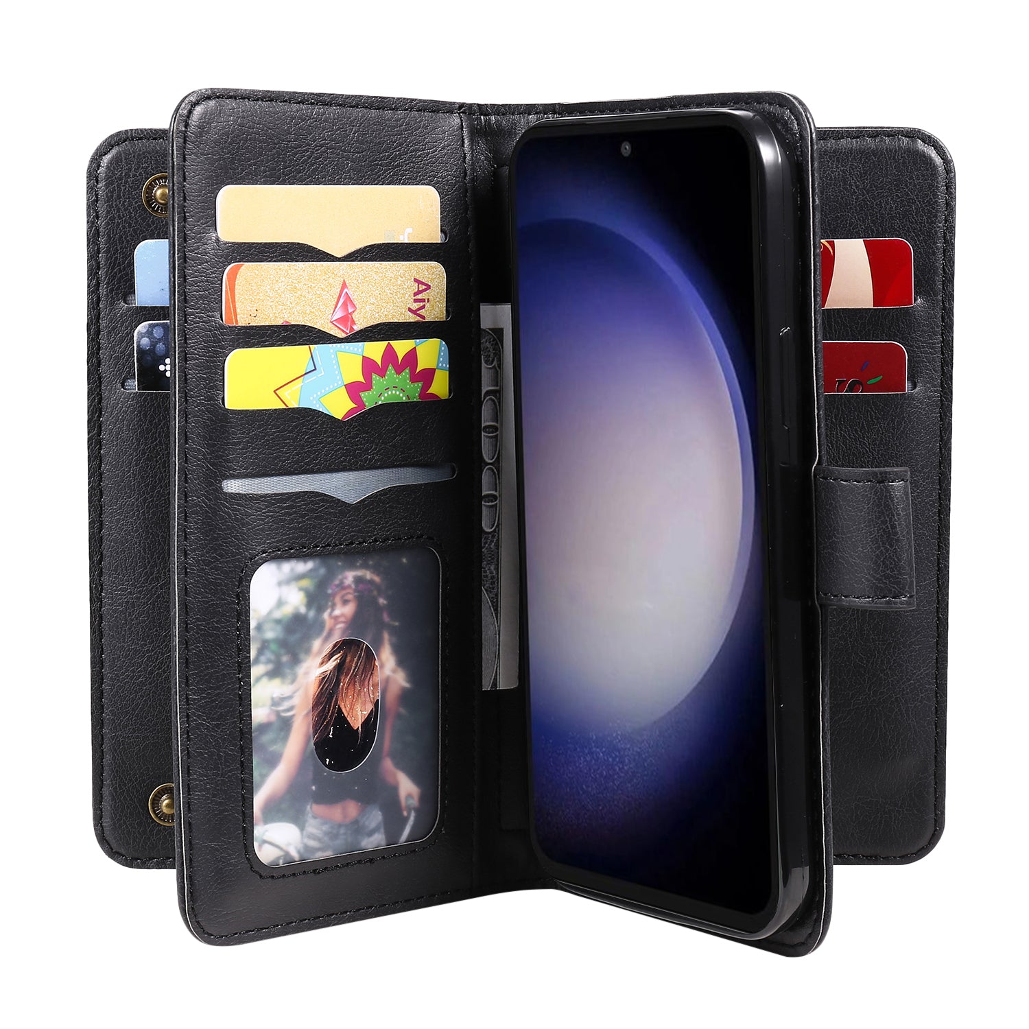 KT Multi-functional Series-1 for Samsung Galaxy S23 FE Leather Wallet Case 10 Card Slots Flip Stand Phone Cover