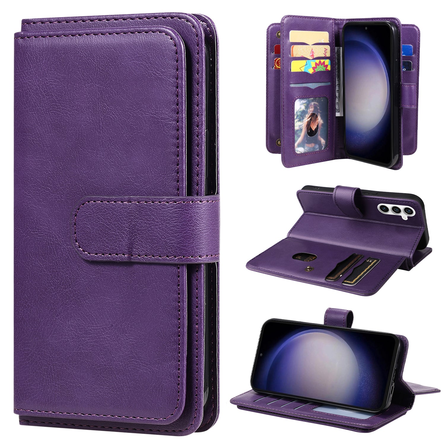 KT Multi-functional Series-1 for Samsung Galaxy S23 FE Leather Wallet Case 10 Card Slots Flip Stand Phone Cover