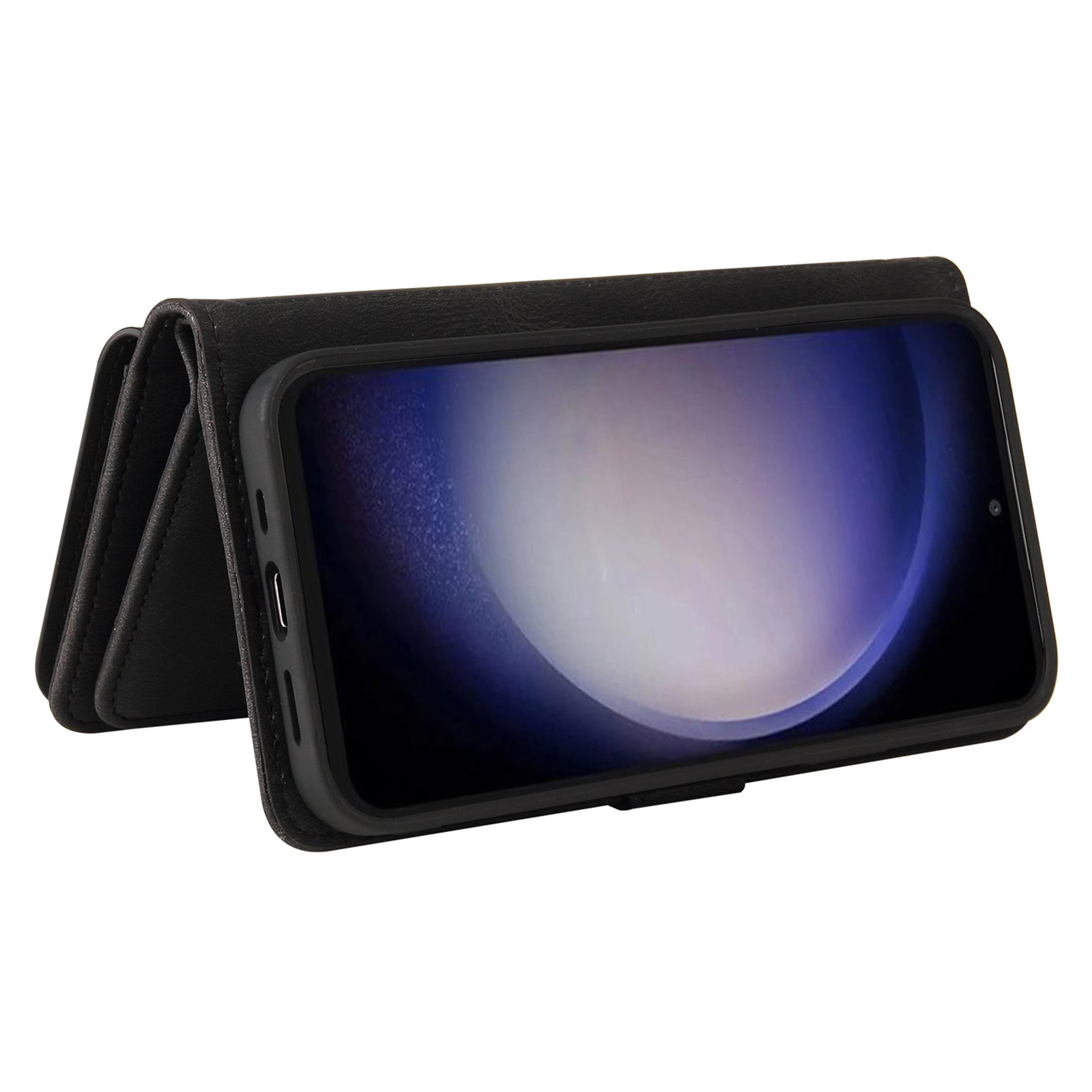 KT Multi-Functional Series-2 For Samsung Galaxy S23 FE PU Leather Cover Zipper Wallet Stand Multiple Card Slots Case