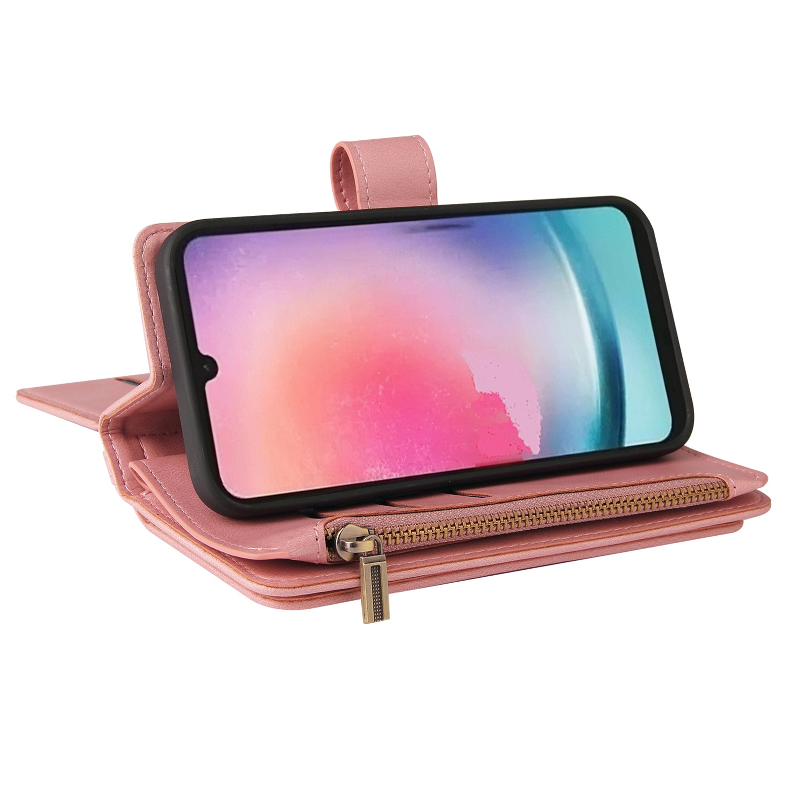 KT Multi-Functional Series-2 For Samsung Galaxy A25 5G A24 4G Skin-touch PU Leather Cover Zipper Stand Phone Case Wallet