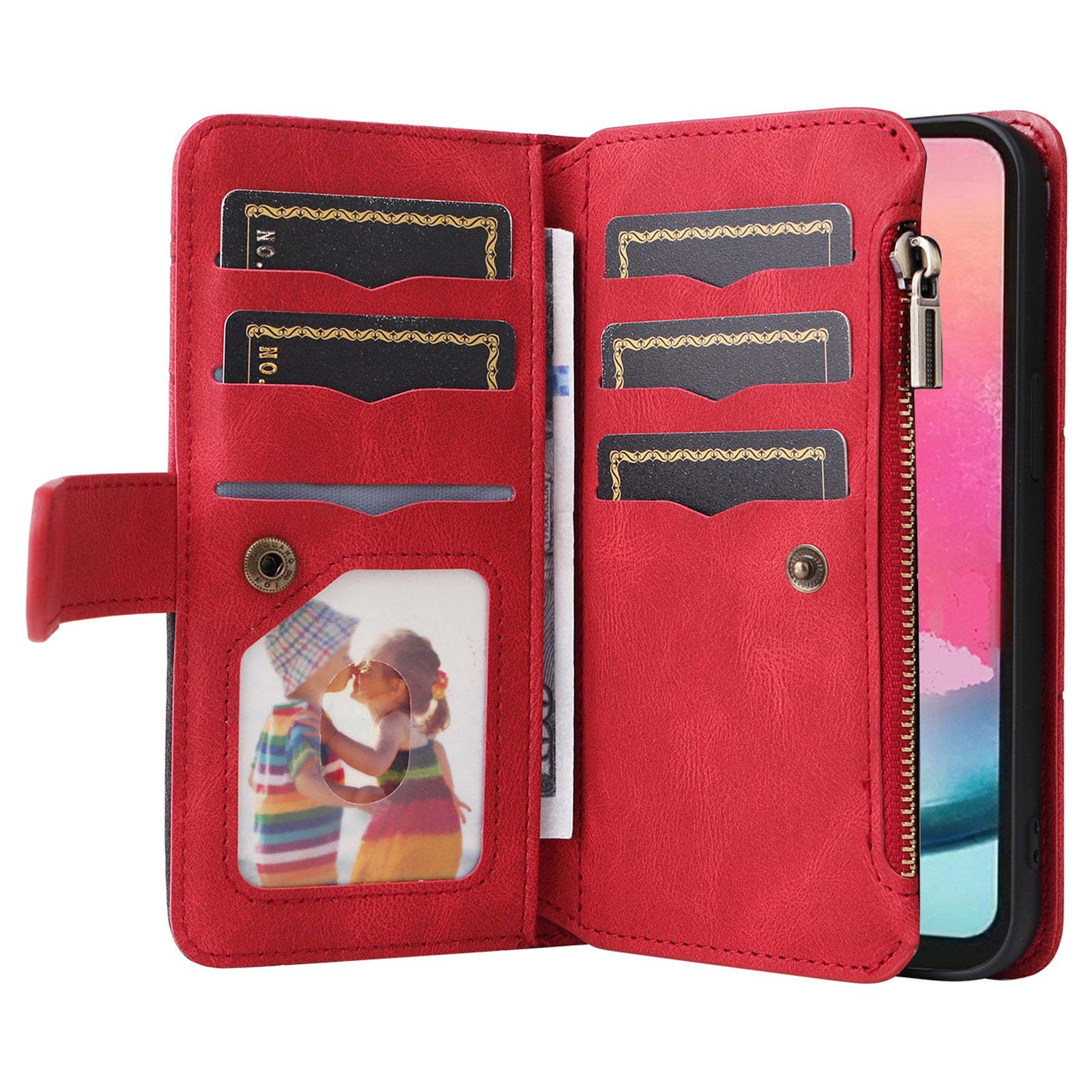 KT Multi-function Series-5 For Samsung Galaxy A24 4G A25 5G Zipper Splicing Wallet Stand Case 9 Card Slots Leather Cover