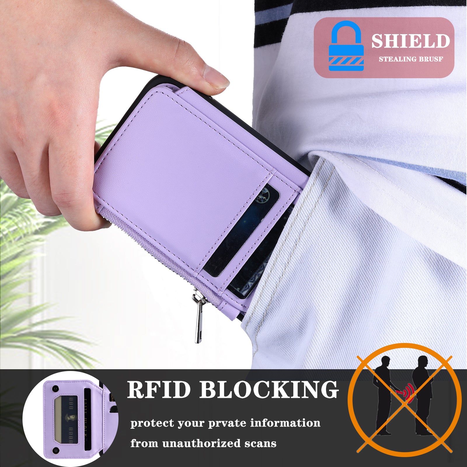 009 For Samsung Galaxy A52 4G A52 5G 52s 5G RFID Blocking Phone Case PU TPU Cover Kickstand Zipper Wallet Shell with Strap