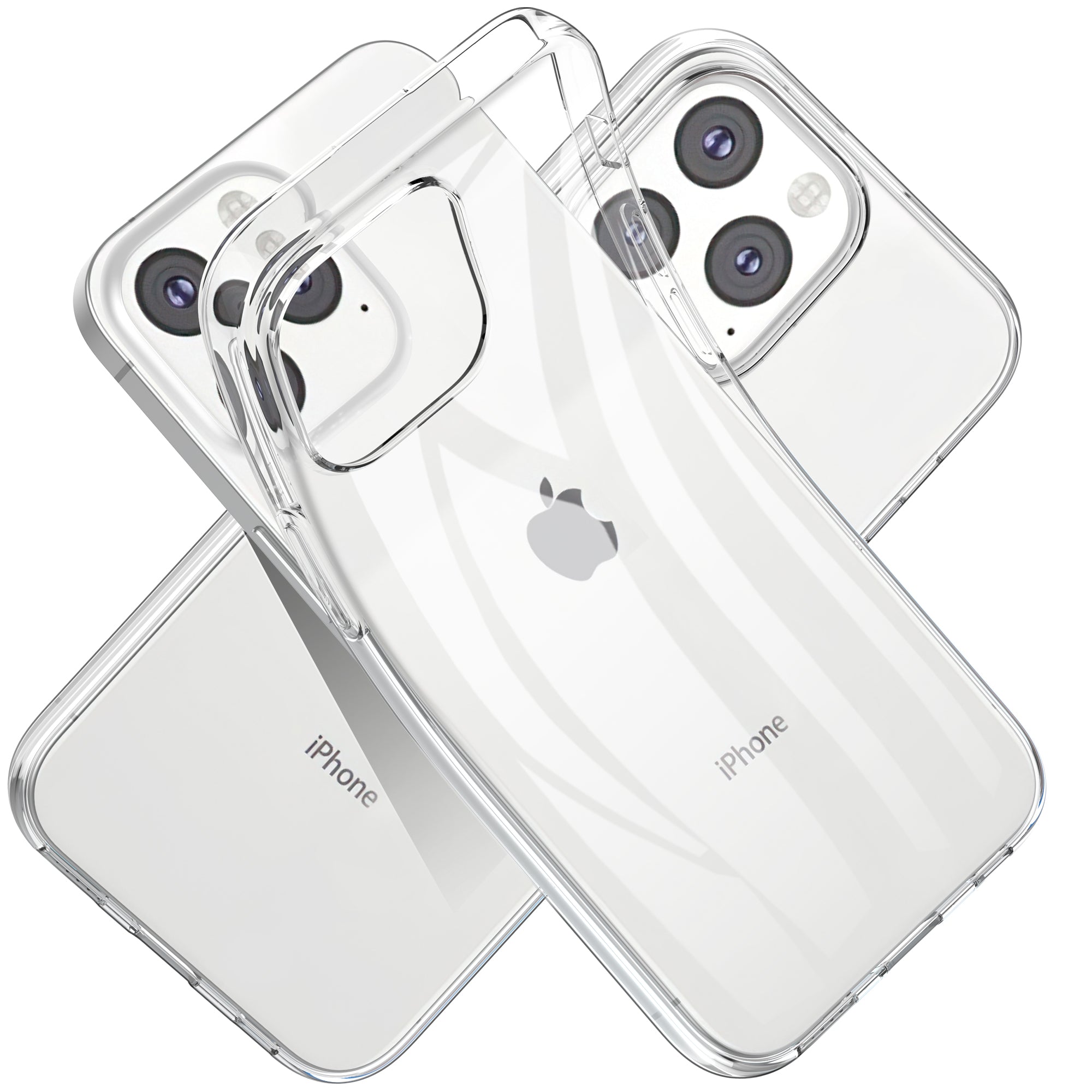 For iPhone 15 Pro TPU Clear Phone Case Tempered Glass Lens Protector 2.5D Arc Edge Screen Protector