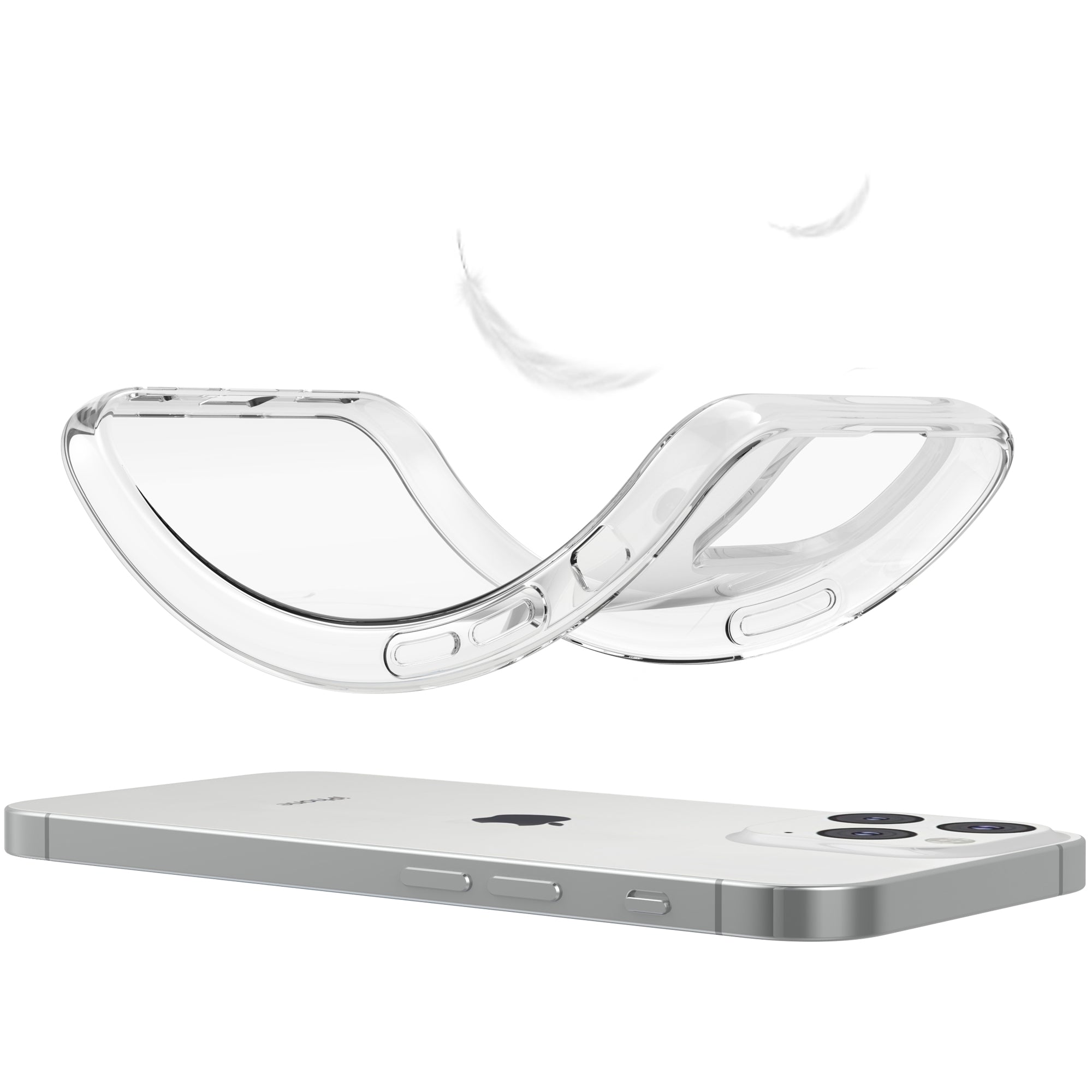 For iPhone 15 Pro TPU Clear Phone Case Tempered Glass Lens Protector 2.5D Arc Edge Screen Protector
