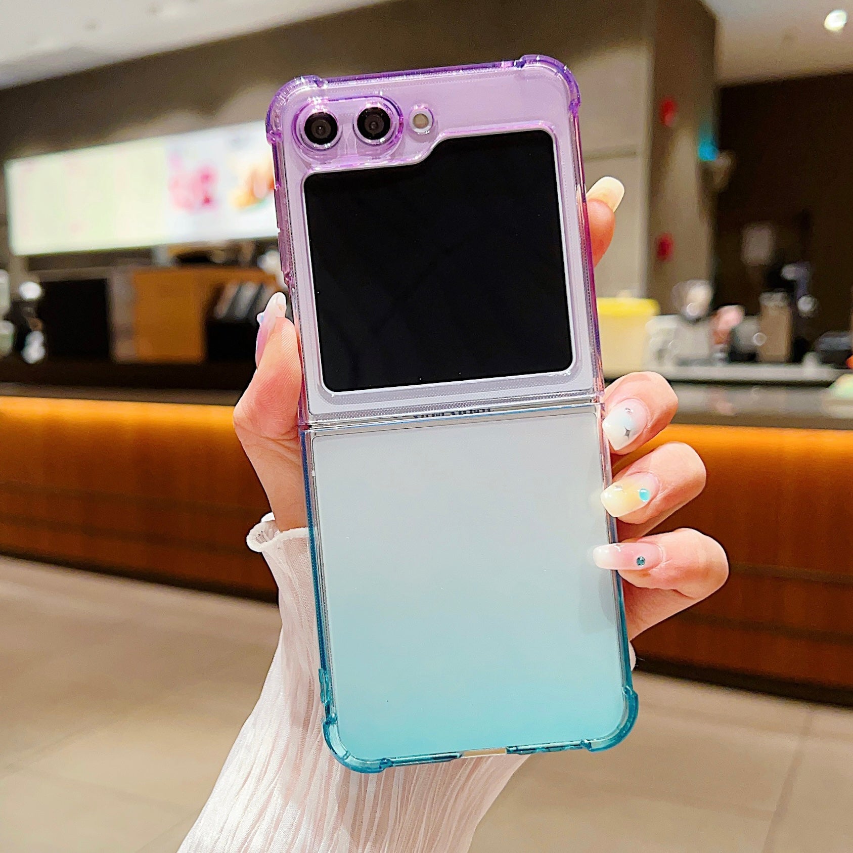 For Samsung Galaxy Z Flip5 5G Gradient Color Folding Phone Case Anti-scratch TPU Cover