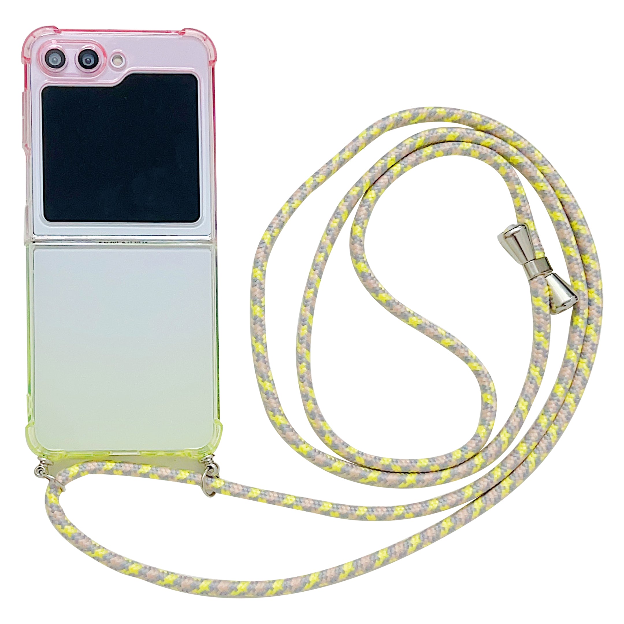 For Samsung Galaxy Z Flip5 5G TPU Case Gradient Color Folding Phone Cover with Shoulder Strap