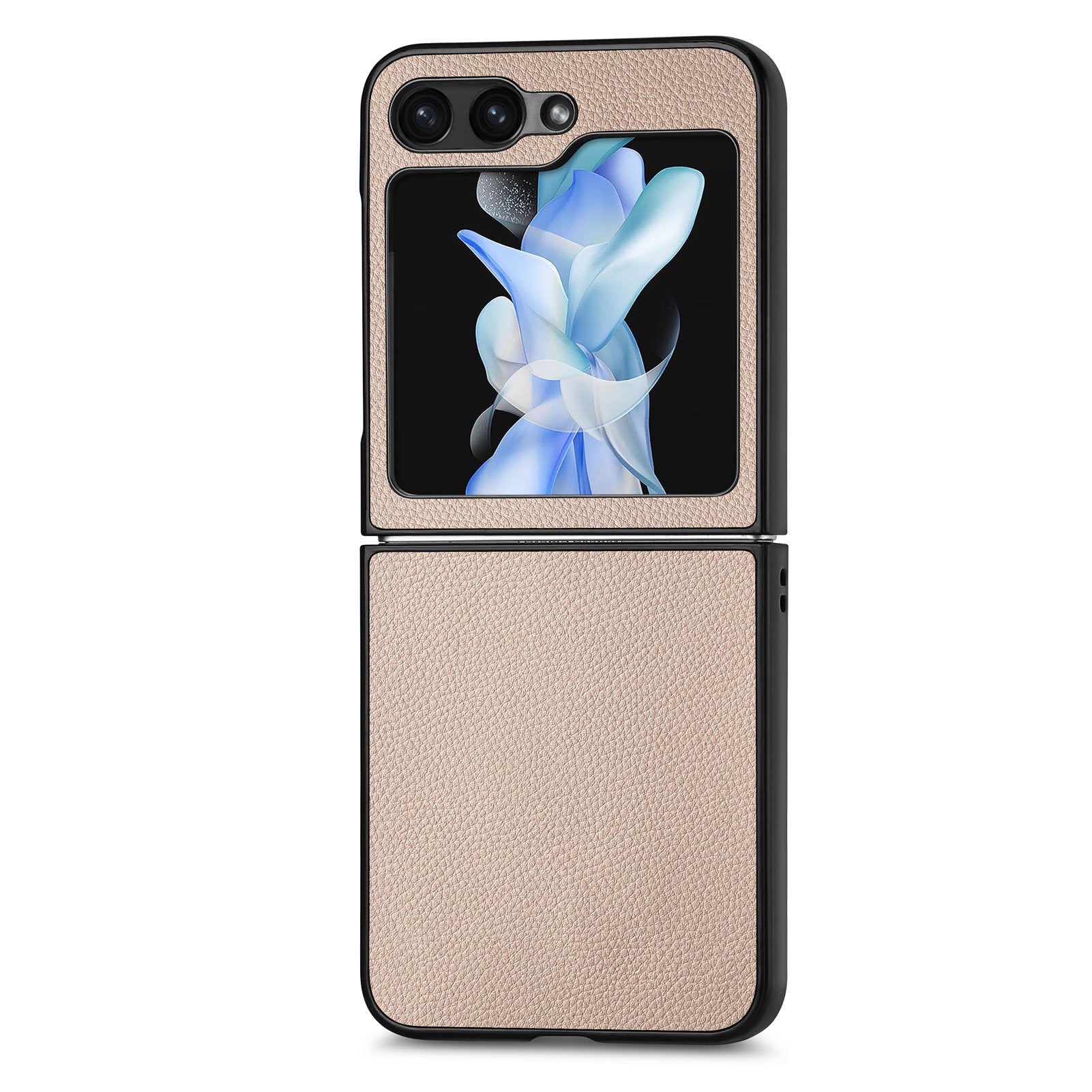 For Samsung Galaxy Z Flip5 5G Litchi Texture Folding Phone Case Solid Color PU Leather Coated PC Cover