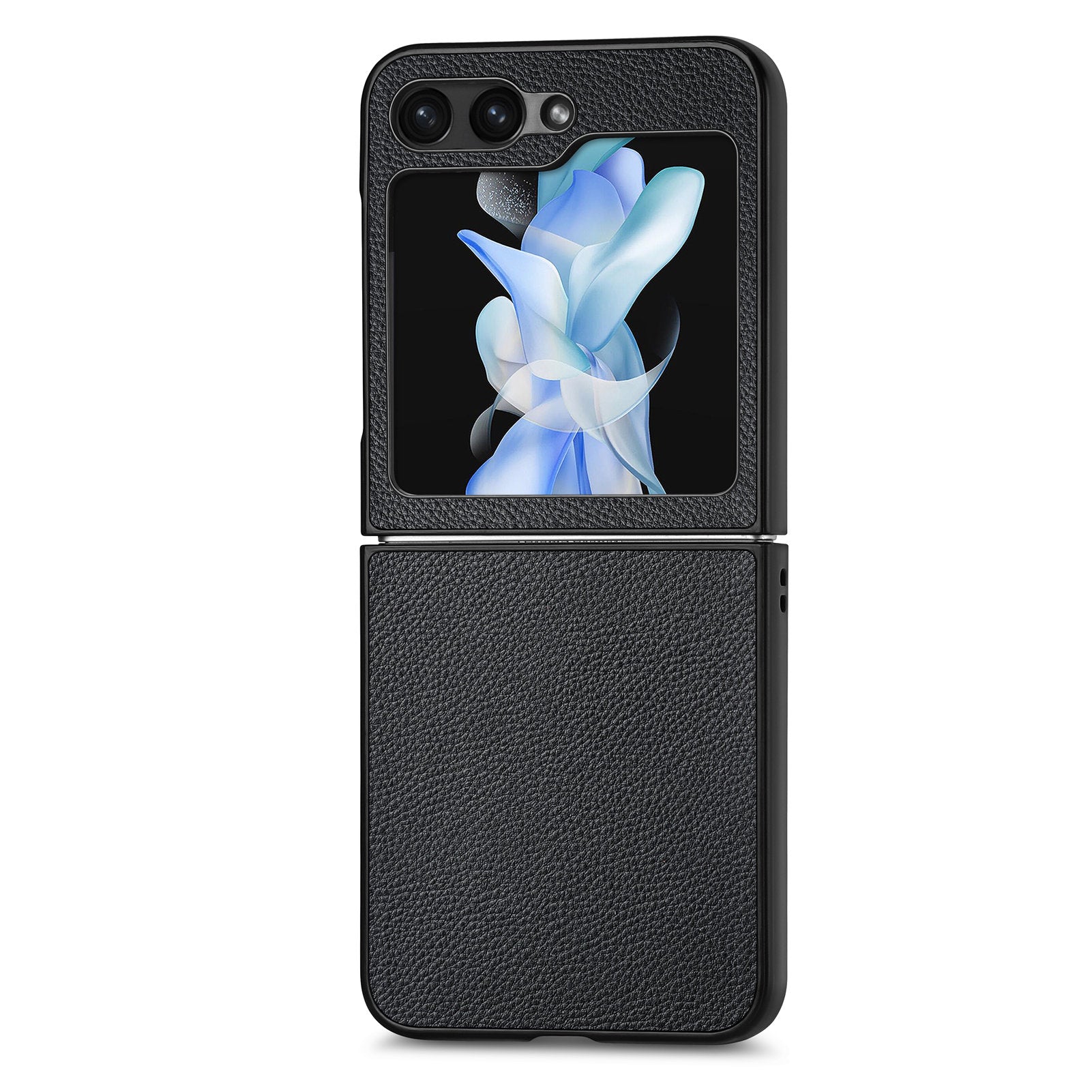 For Samsung Galaxy Z Flip5 5G Litchi Texture Folding Phone Case Solid Color PU Leather Coated PC Cover