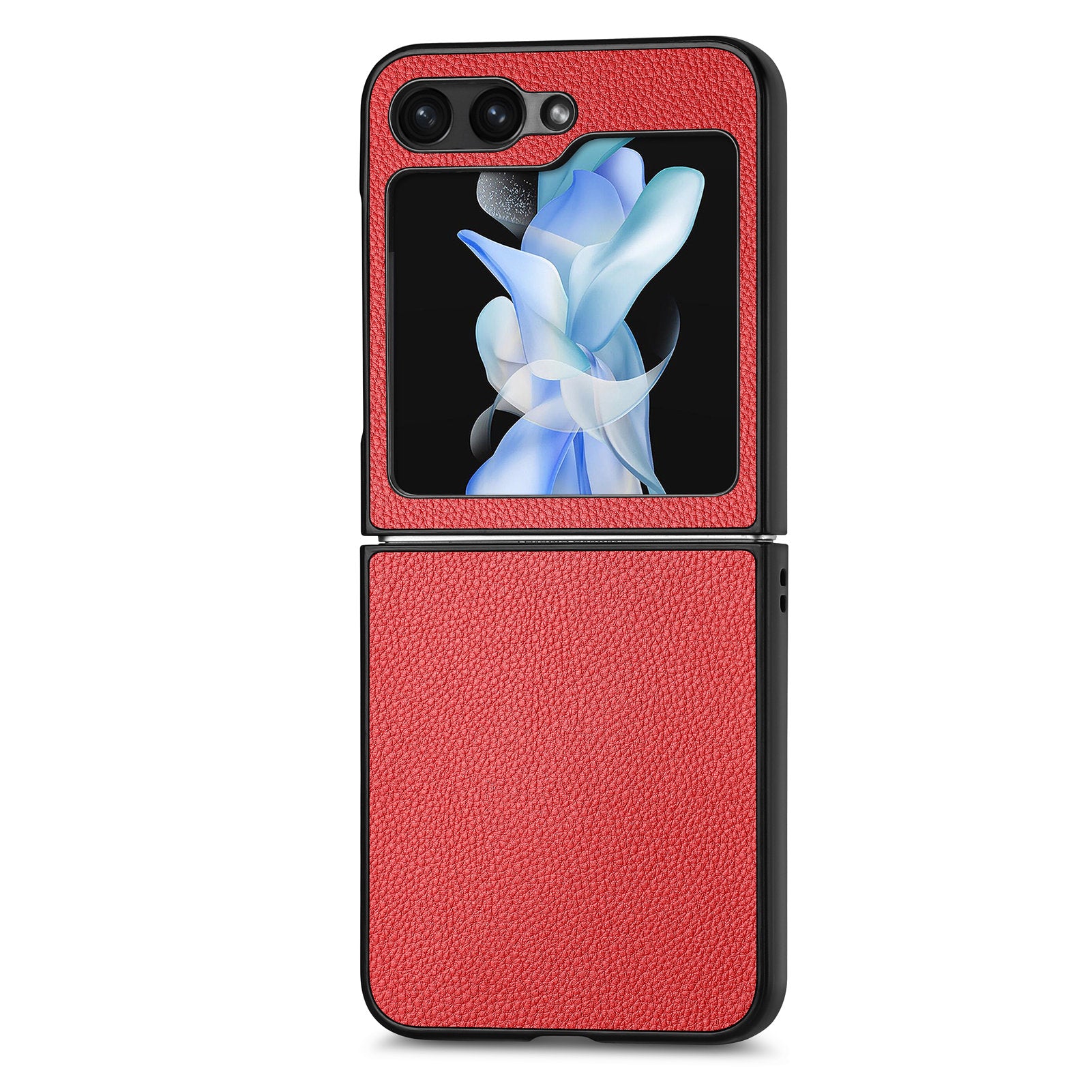 For Samsung Galaxy Z Flip5 5G Litchi Texture Folding Phone Case Solid Color PU Leather Coated PC Cover