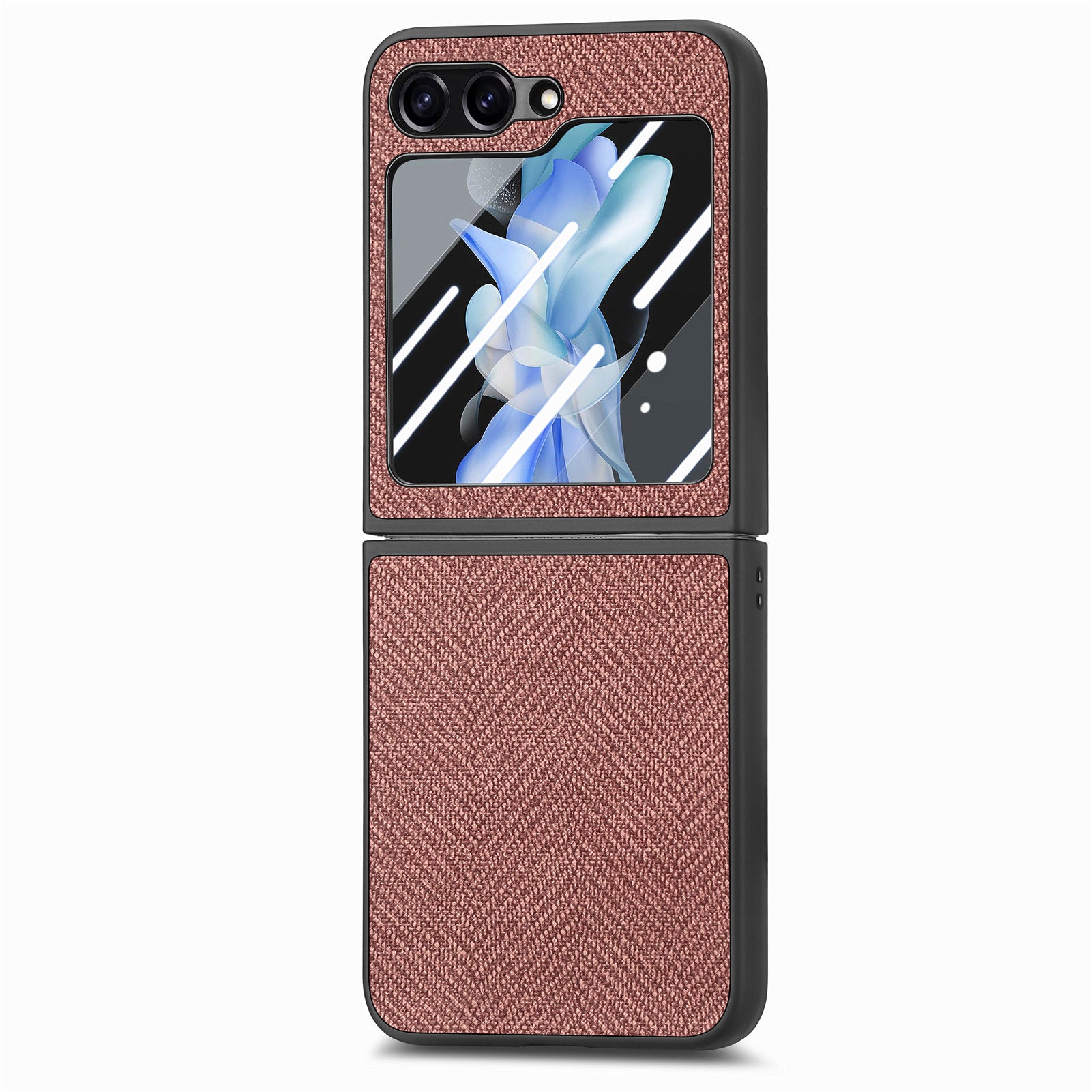 For Samsung Galaxy Z Flip5 5G Leather PC Phone Case Jeans Cloth Texture Phone Cover with Tempered Glass Rear Screen Film