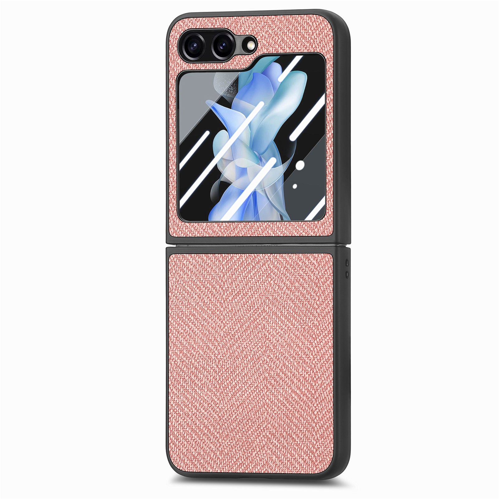 For Samsung Galaxy Z Flip5 5G Leather PC Phone Case Jeans Cloth Texture Phone Cover with Tempered Glass Rear Screen Film