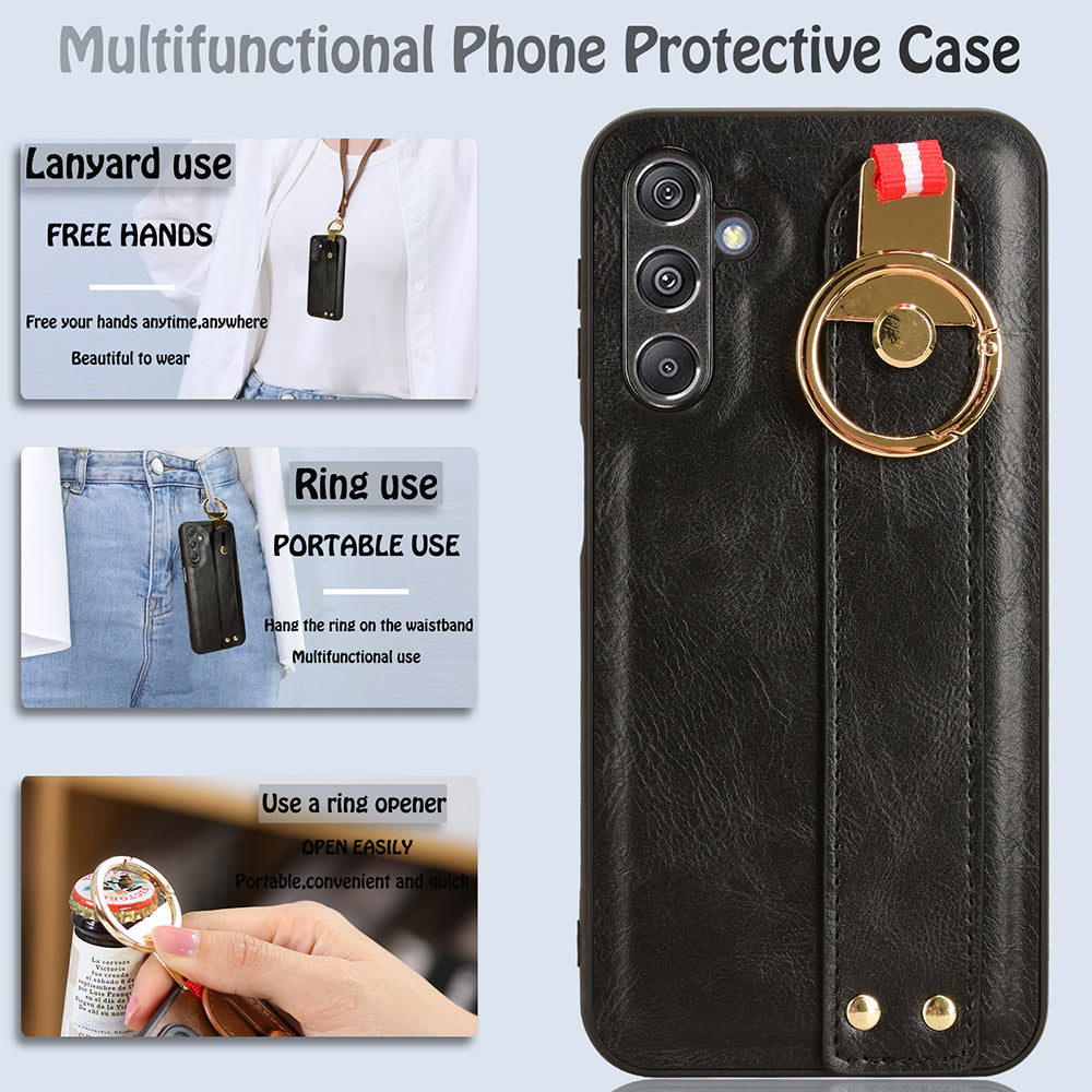 For Samsung Galaxy M34 5G F34 5G Phone Case Wristband Kickstand Bottle Opener Leather PC TPU Cover