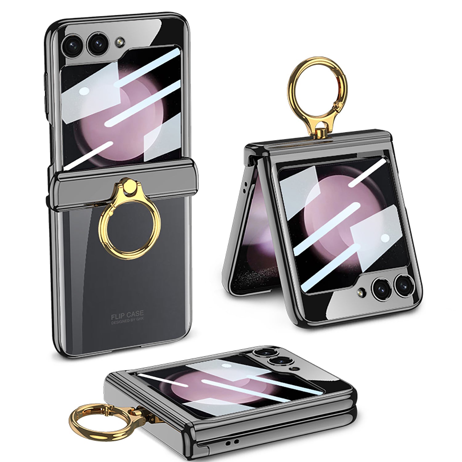 GKK For Samsung Galaxy Z Flip5 5G Magnetic Hinge Protection Phone Case Hard PC Kickstand Cover with Small Screen Film