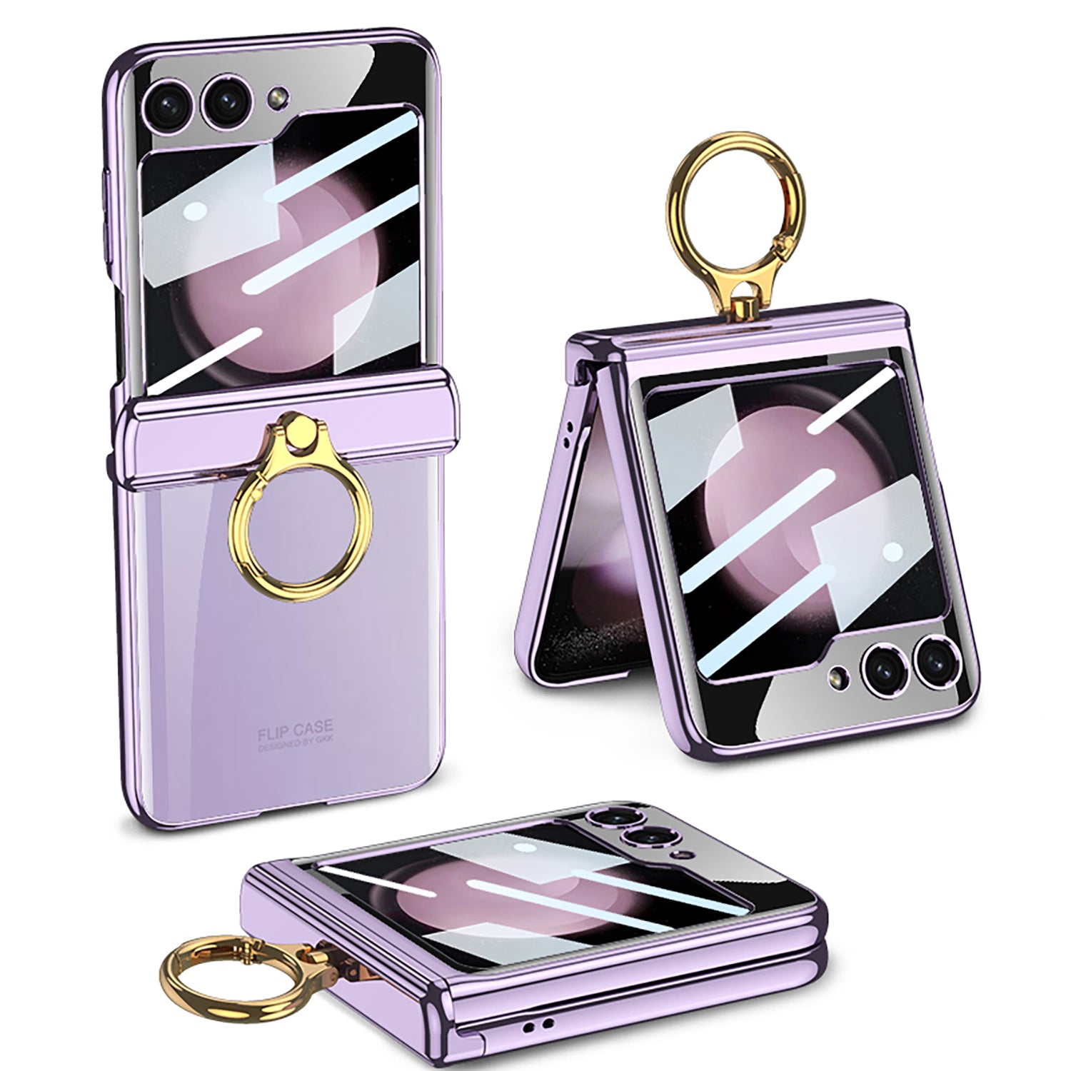 GKK For Samsung Galaxy Z Flip5 5G Magnetic Hinge Protection Phone Case Hard PC Kickstand Cover with Small Screen Film