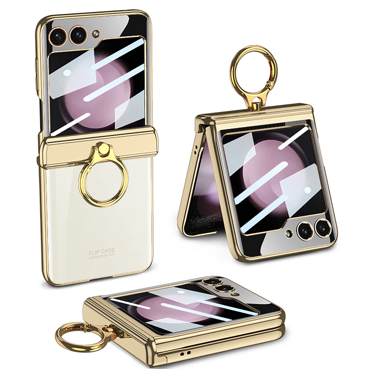 GKK For Samsung Galaxy Z Flip5 5G Magnetic Hinge Protection Phone Case Hard PC Kickstand Cover with Small Screen Film