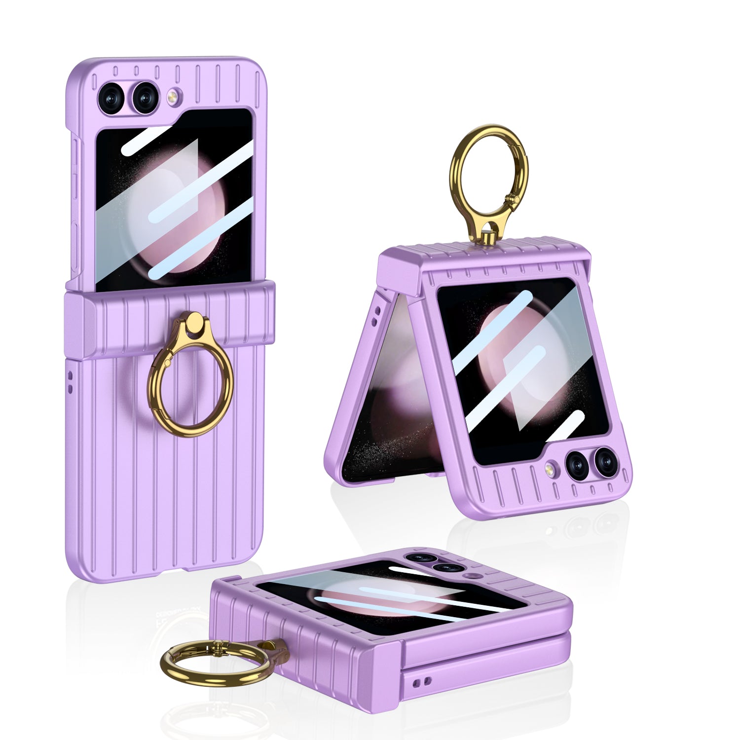 GKK Hinge Protection Phone Case for Samsung Galaxy Z Flip5 5G Suitcase Style Anti-Drop Hard PC Phone Cover with Small Screen Film
