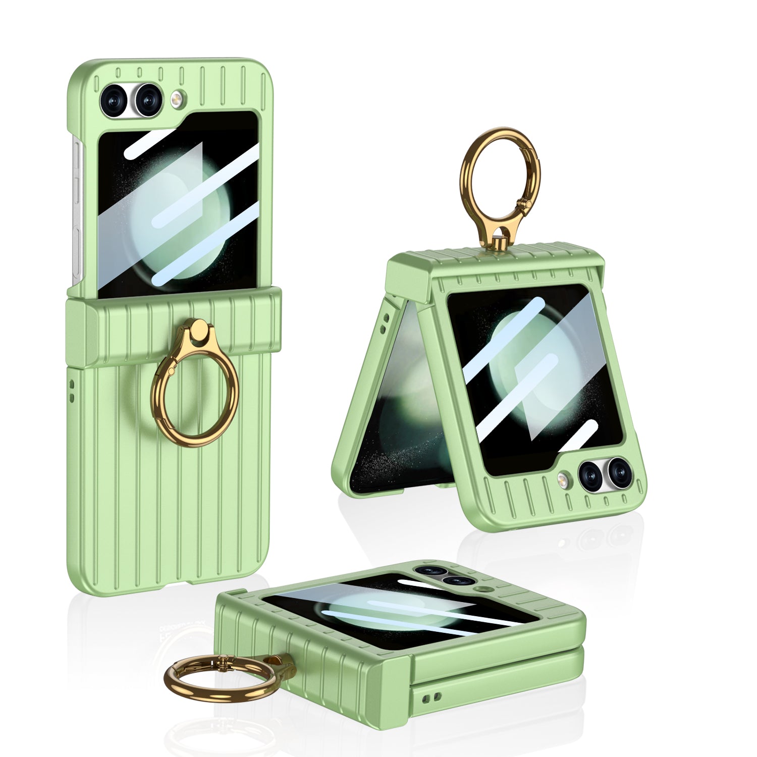 GKK Hinge Protection Phone Case for Samsung Galaxy Z Flip5 5G Suitcase Style Anti-Drop Hard PC Phone Cover with Small Screen Film