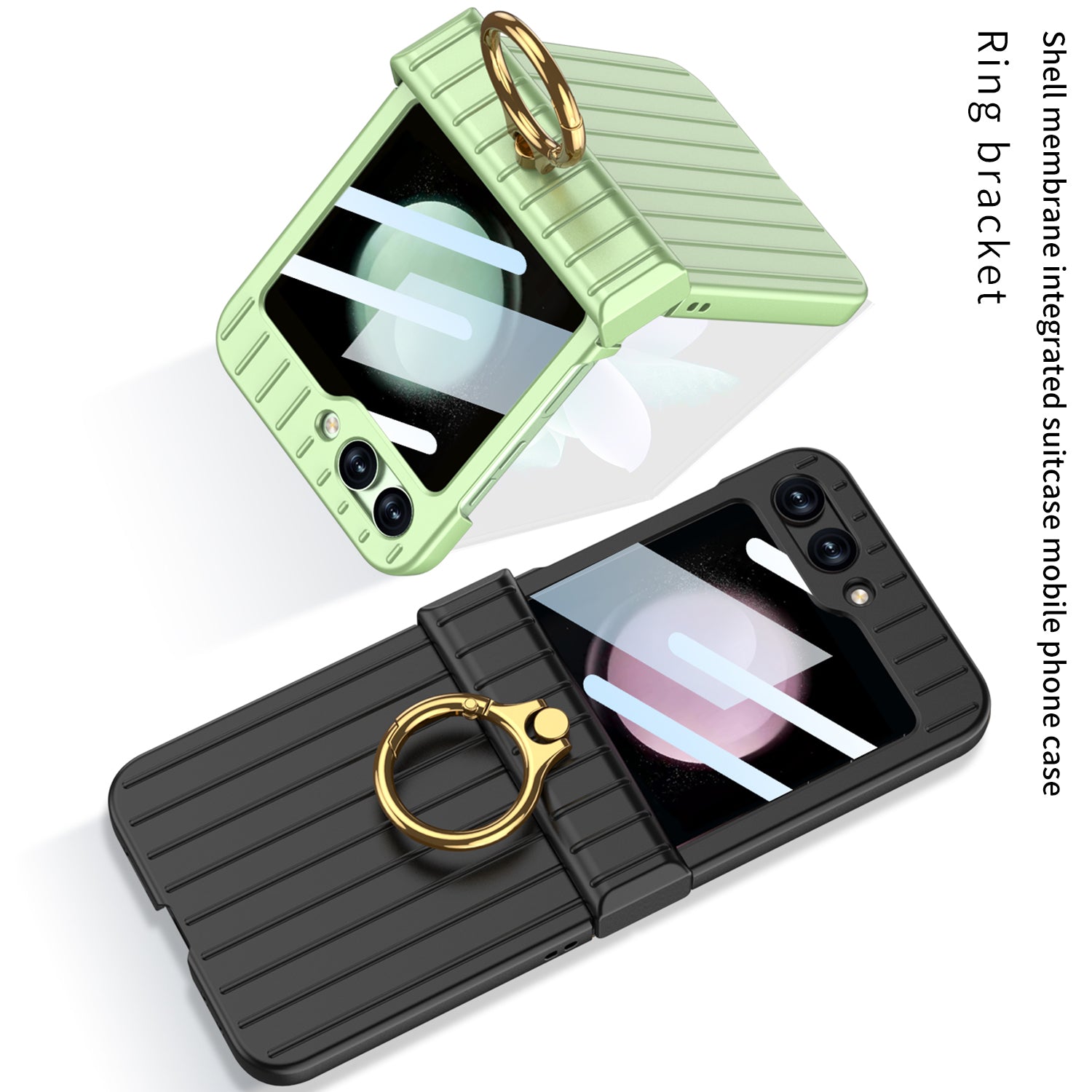 GKK Hinge Protection Phone Case for Samsung Galaxy Z Flip5 5G Suitcase Style Anti-Drop Hard PC Phone Cover with Small Screen Film