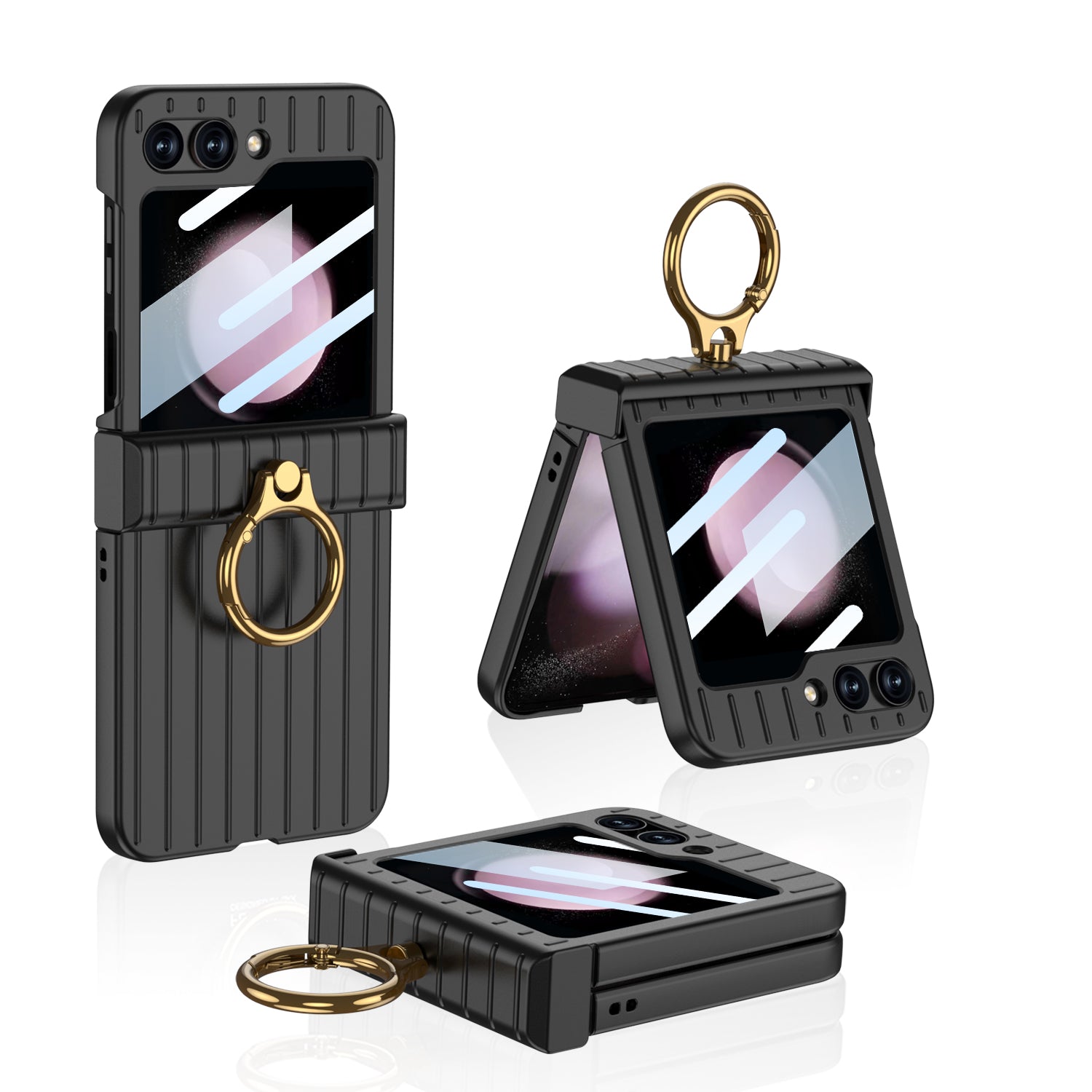 GKK Hinge Protection Phone Case for Samsung Galaxy Z Flip5 5G Suitcase Style Anti-Drop Hard PC Phone Cover with Small Screen Film