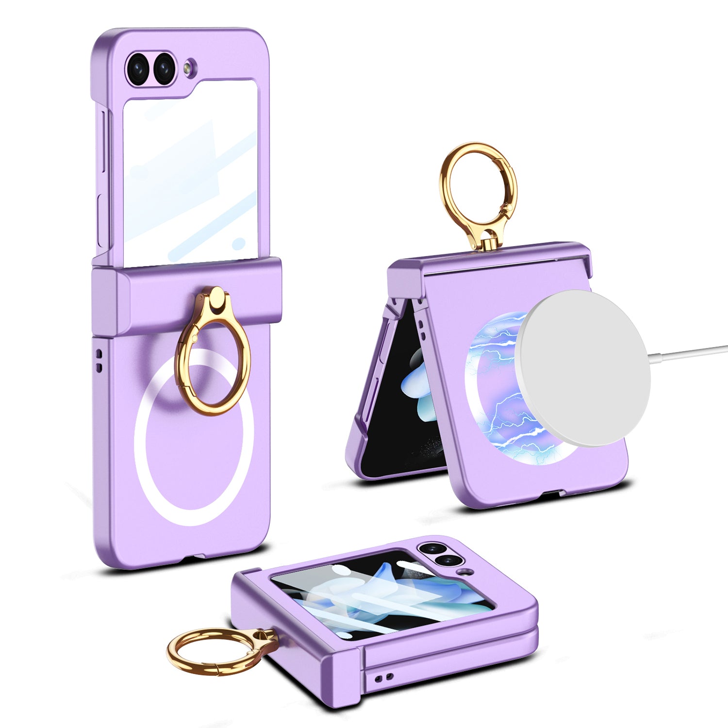 GKK For Samsung Galaxy Z Flip5 5G Kickstand Phone Case Hinge Protection Hard PC Cover Compatible with MagSafe