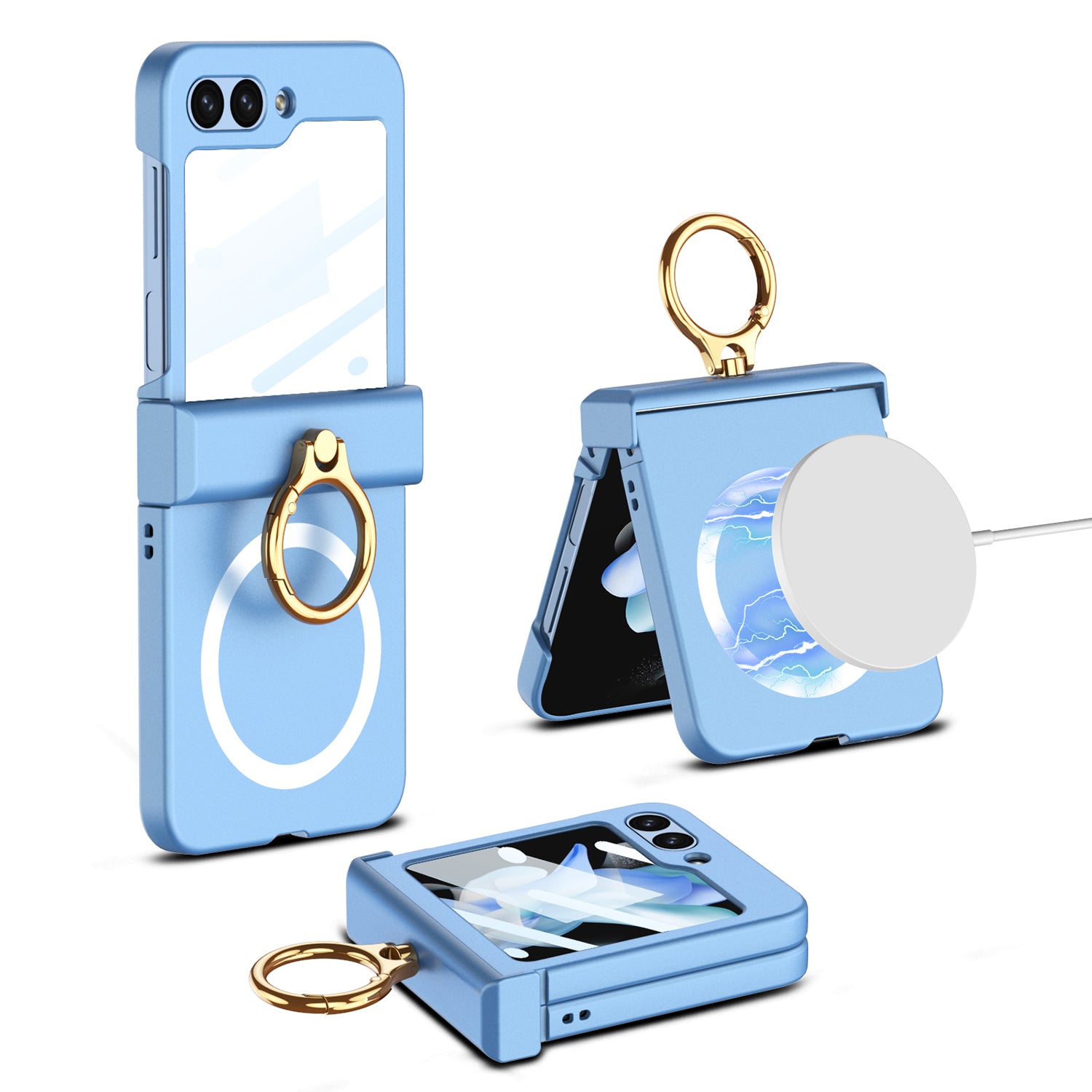 GKK For Samsung Galaxy Z Flip5 5G Kickstand Phone Case Hinge Protection Hard PC Cover Compatible with MagSafe
