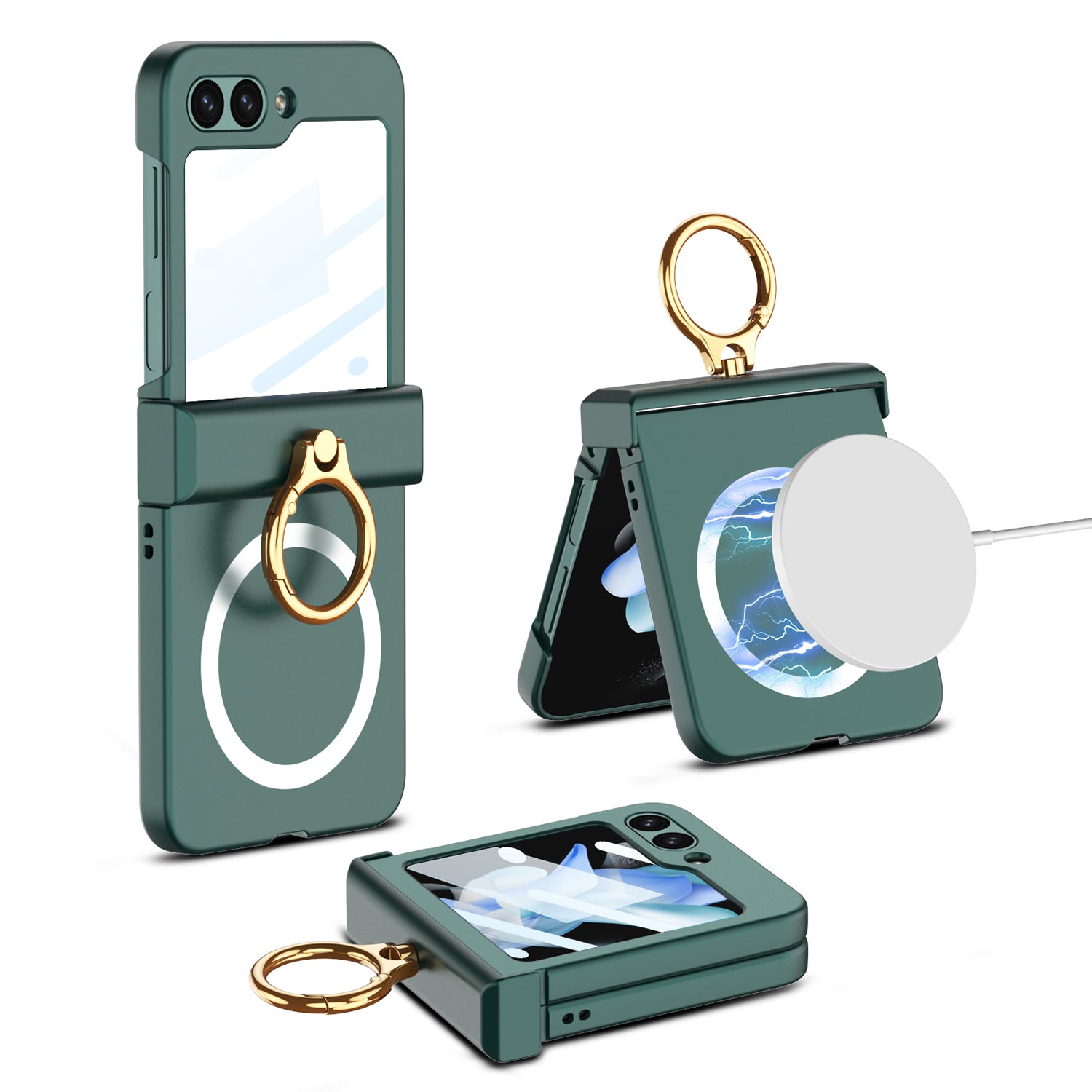 GKK For Samsung Galaxy Z Flip5 5G Kickstand Phone Case Hinge Protection Hard PC Cover Compatible with MagSafe